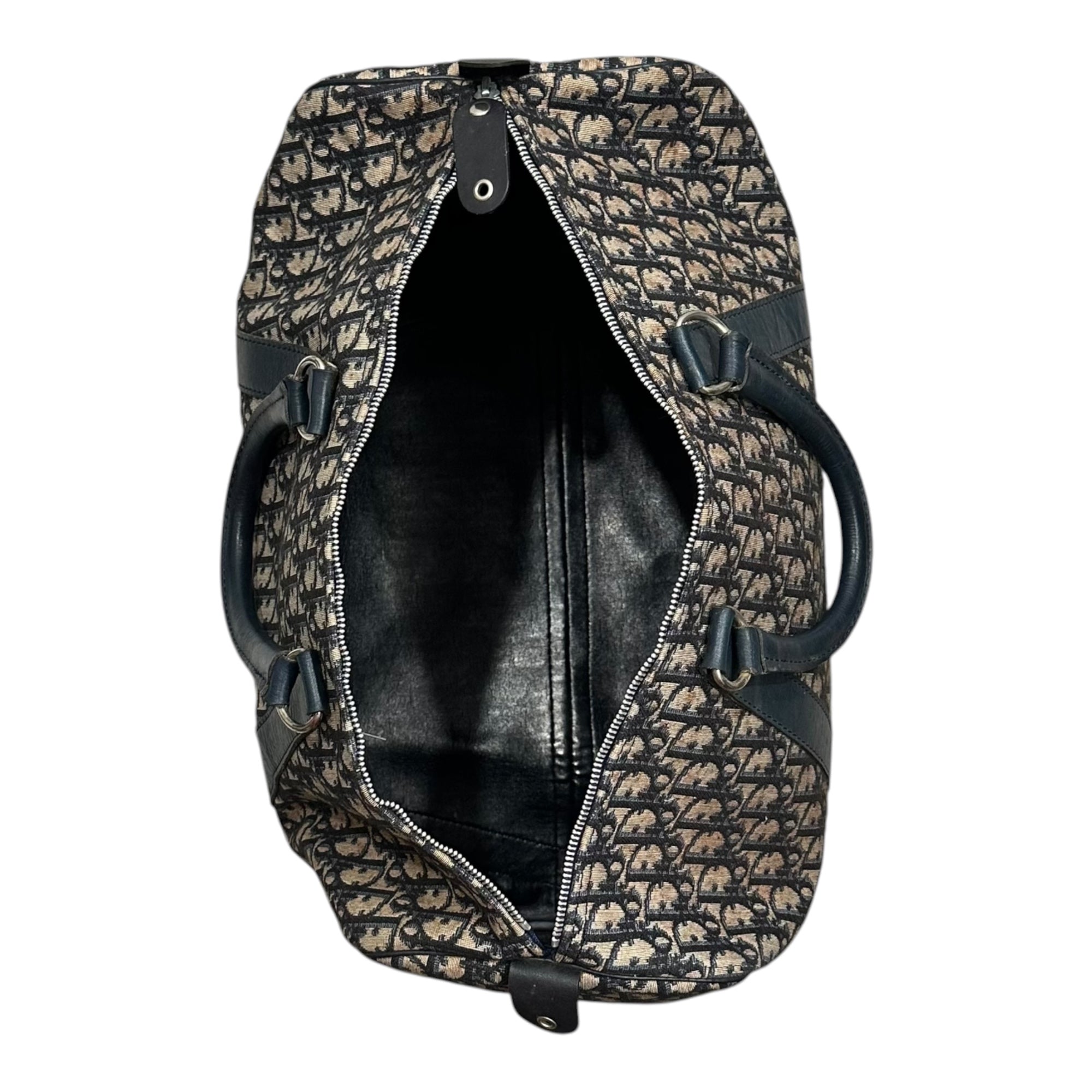 Christian Dior(クリスチャンディオール) 1970's Trotter monogram duffle bag トロッター柄 ボストン バッグ ネイビー×ベージュ 70年代 ヴィンテージ 旅行鞄 ECLAIRジップ