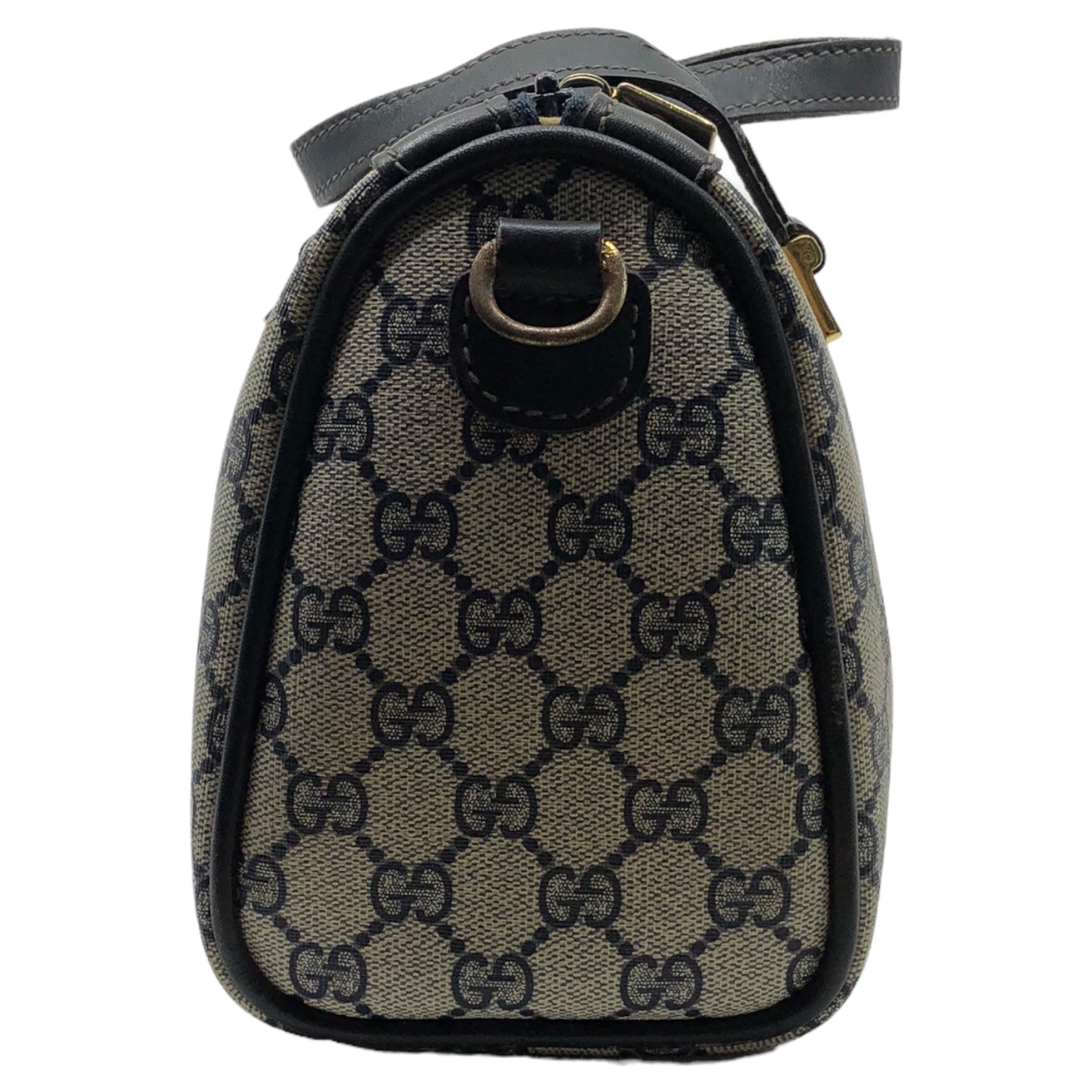 GUCCI(グッチ) GG pattern canvas leather mini Boston bag GG 柄 キャンバス レザー ミニ ボストン  バッグ ネイビー 087 OLD GUCCI ハンド