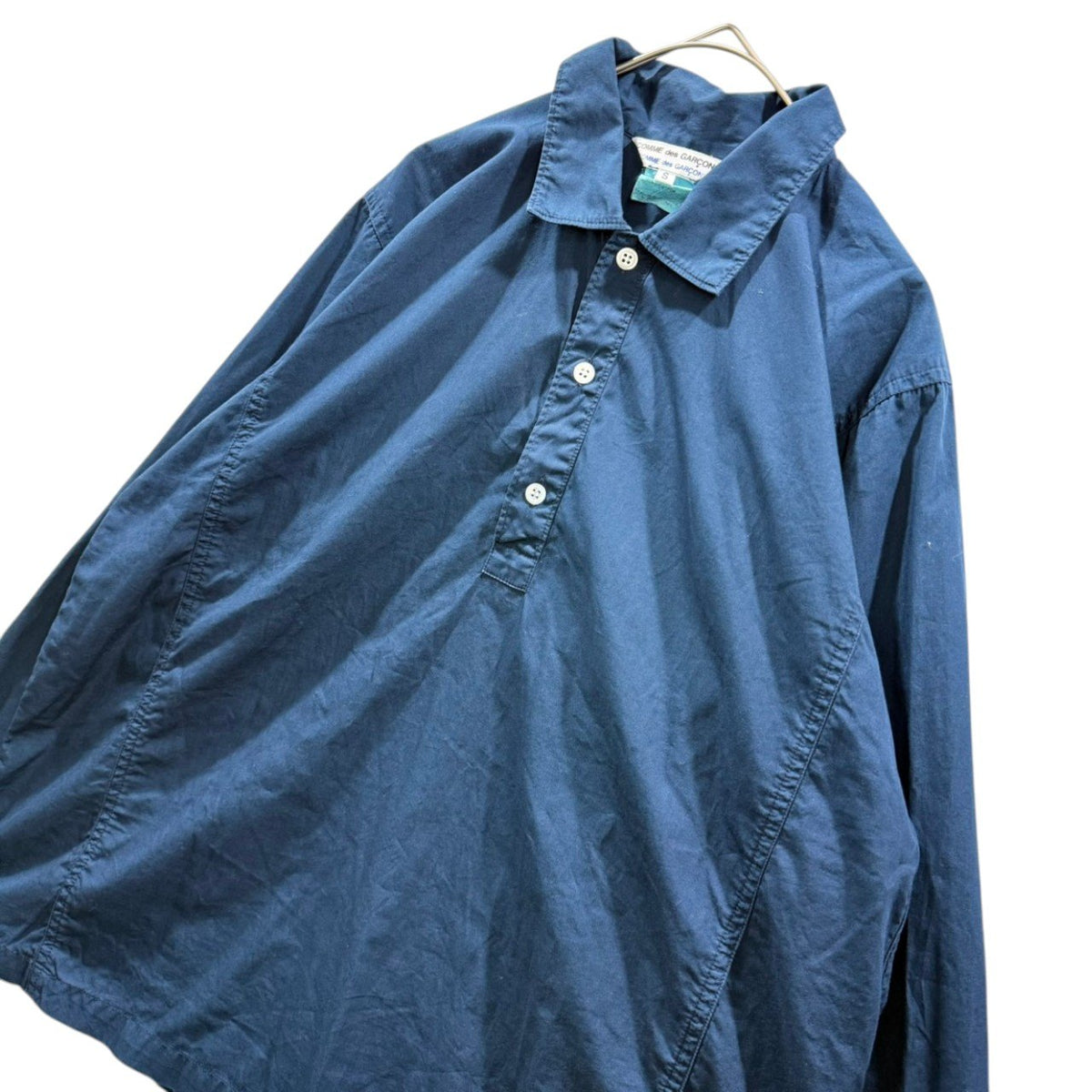 COMME des GARCONS COMME des GARCONS(コムデギャルソンコムデギャルソン) 2002SS Garment-Dyed Pullover Regular-Collar Shirt 製品染め プルオーバー レギュラー カラー シャツ S10B001 S ネイビー 00s アーカイブ