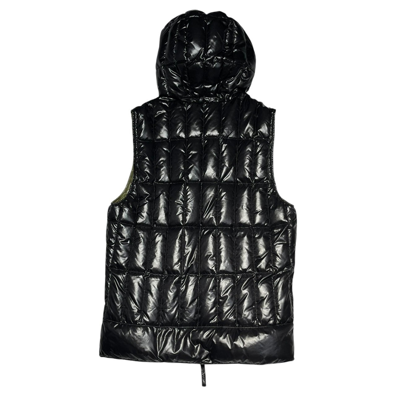 DUVETICA(デュベティカ) Hooded nylon down vest フーデット ナイロン ダウン ベスト 50(XL程度) ブラック×グリーン