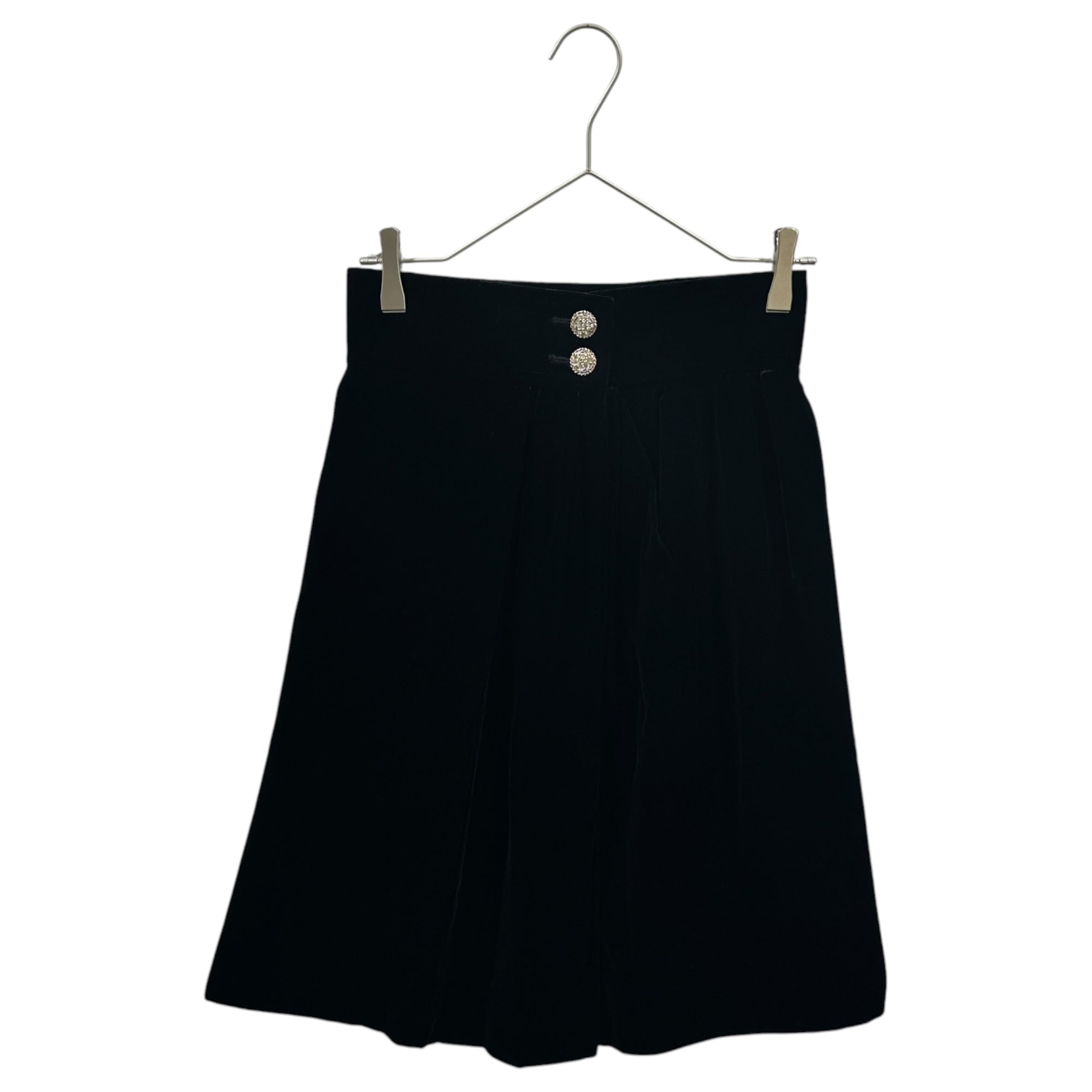 YVES SAINT LAURENT(イヴサンローラン) Velour knee-length wrap skirt ベロア ひざ丈 ラップ スカート L ブラック ヴィンテージ