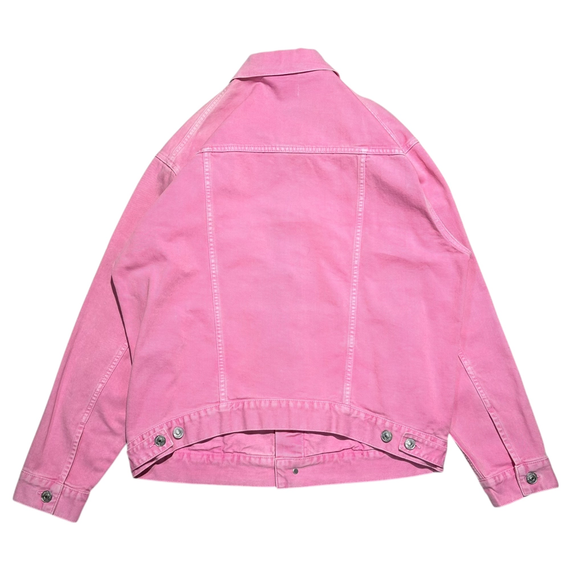 BALENCIAGA(バレンシアガ) 21SS Front Logo Dyed Pink Denim Jacket フロント ロゴ 後染め ピンク デニム ジャケット 594386 TEW37 32 ピンク×ブラック