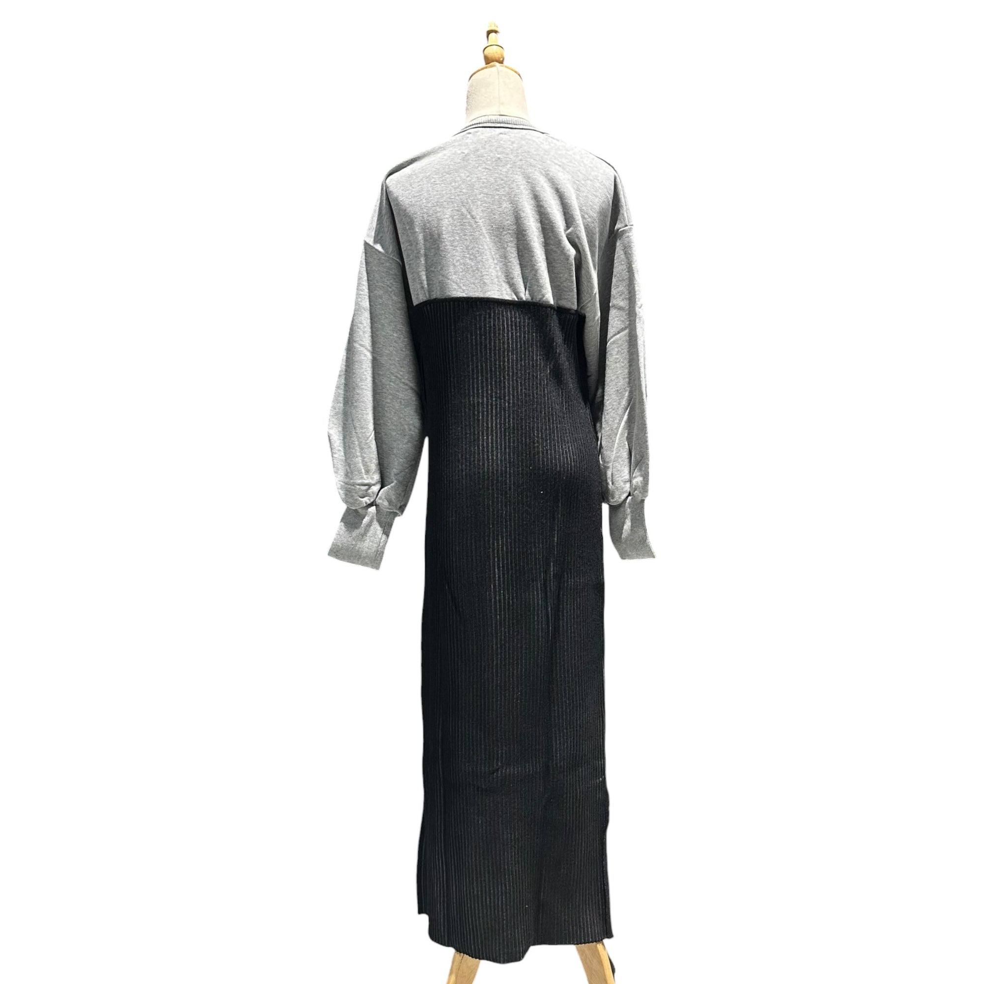 Ameri(アメリ) SWEAT KNIT DRESS スウェット ニット ワンピース 02020530951 M グレー×ブラック