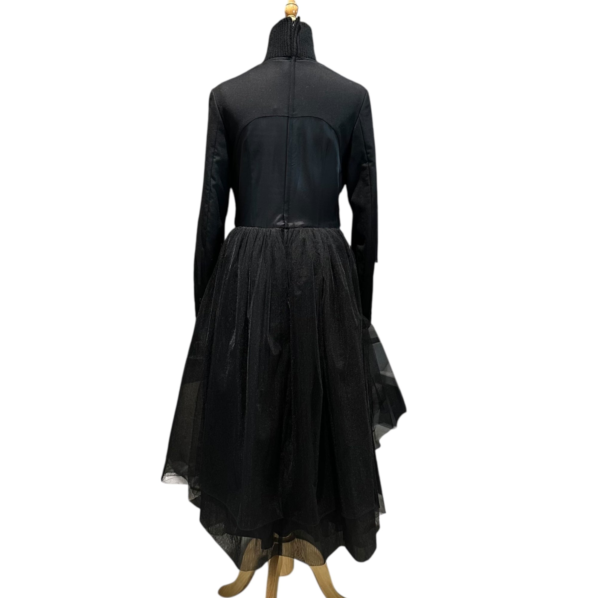 noir kei ninomiya(ノワールケイニノミヤ) 23AW Knit-Panel Tailored Sleeve Tulle Dress ニット切替 テーラード スリーブ チュール ワンピース 3L-O012 S ブラック AD2023