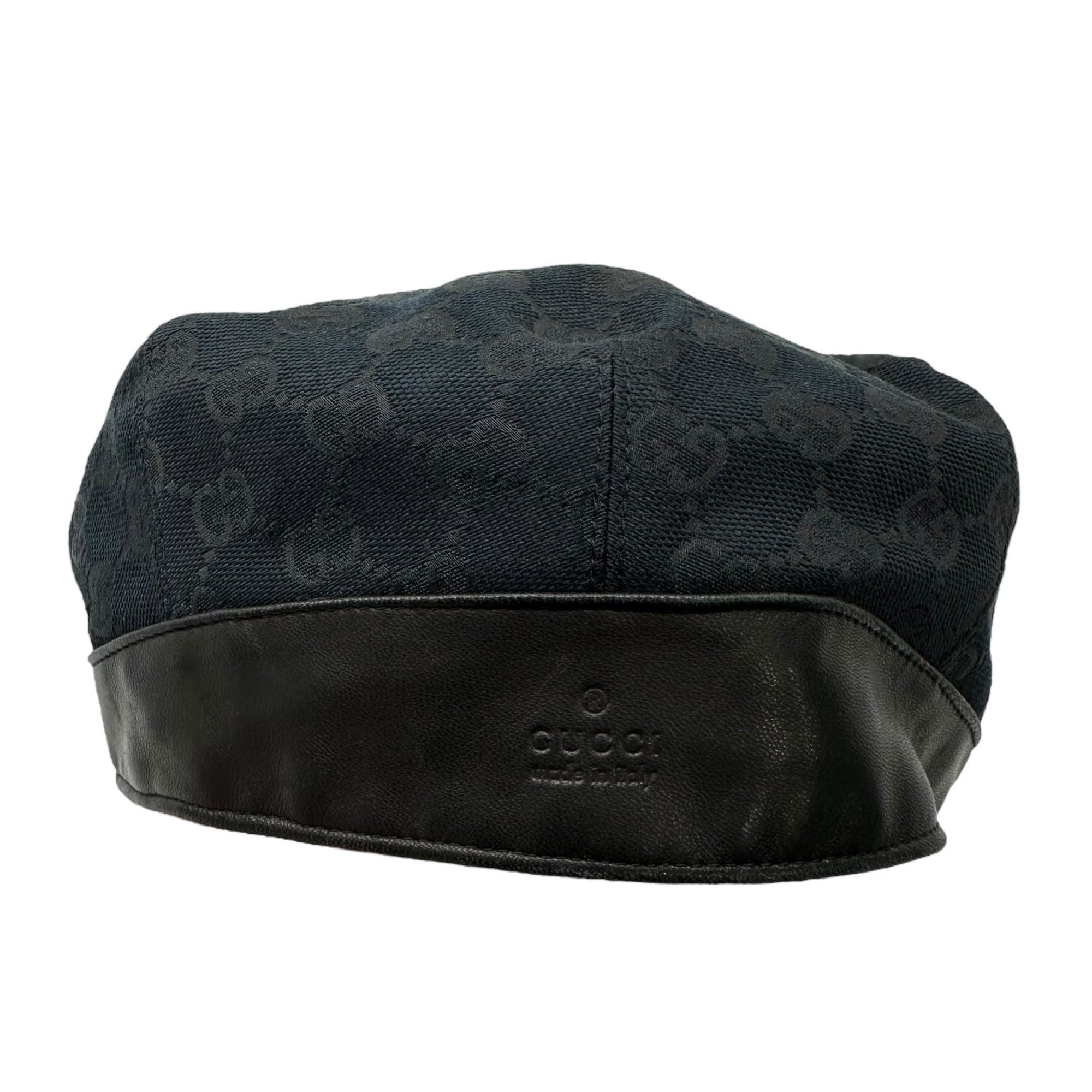 GUCCI(グッチ) GG Hunting Cap GG キャンバス レザー ハンチング M ブラック