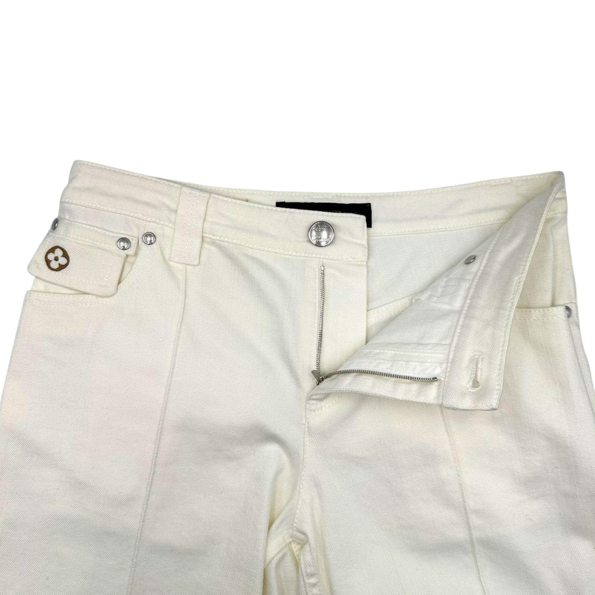 LOUIS VUITTON(ルイヴィトン) Monogram Embroidered White Denim