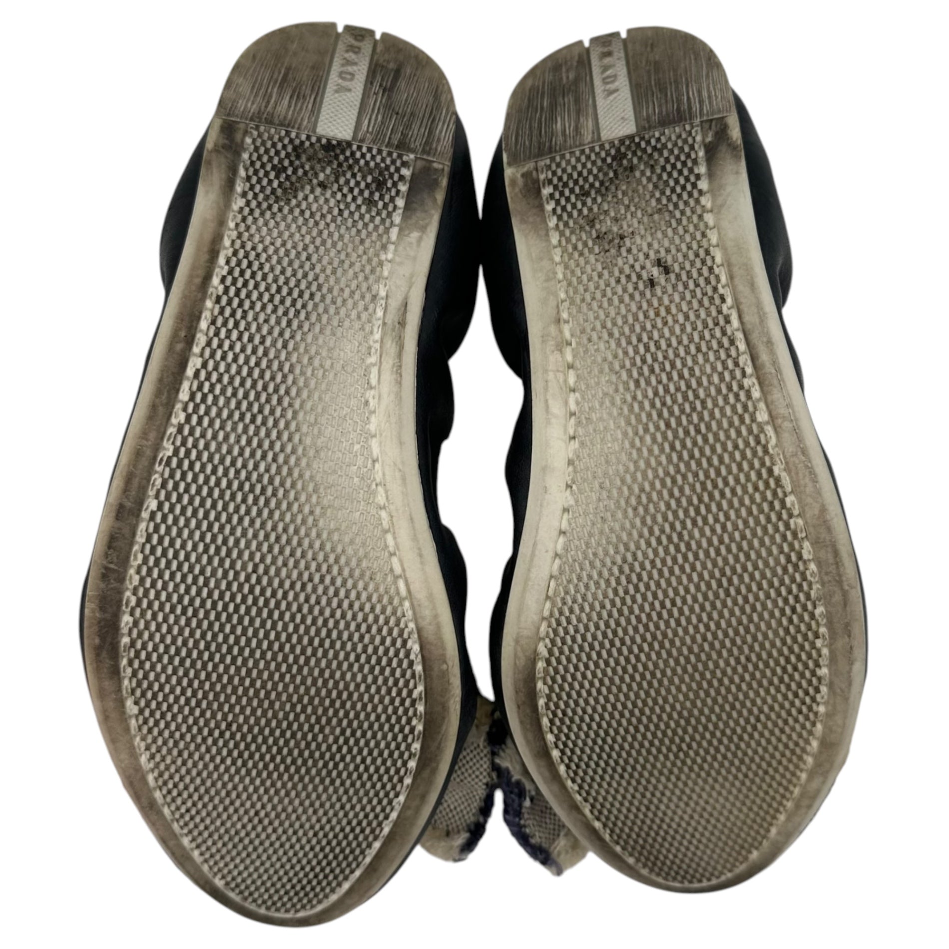 PRADA SPORT(プラダスポーツ) Leather Bow Ballet Flats リボン レザー バレーシューズ 37 1/2(24.0cm程度) ネイビー