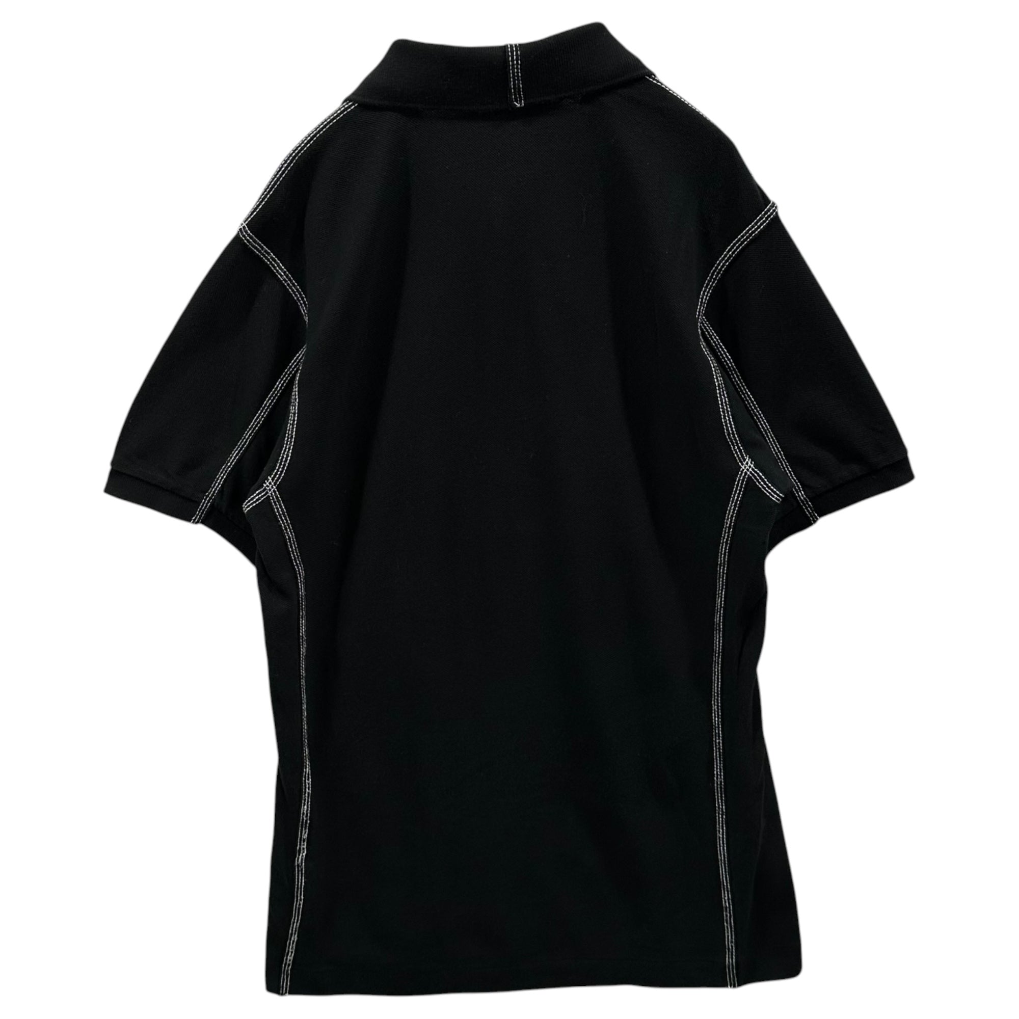 COMME des GARCONS JUNYA WATANABE MAN × LACOSTE(コムデギャルソンジュンヤワタナベマン × ラコステ) 2006SS Dye-Sublimated White-Stitched Polo Shirt 製品染め ホワイトステッチ ポロシャツ WQ-T012 S ブラック×ホワイト AD2005