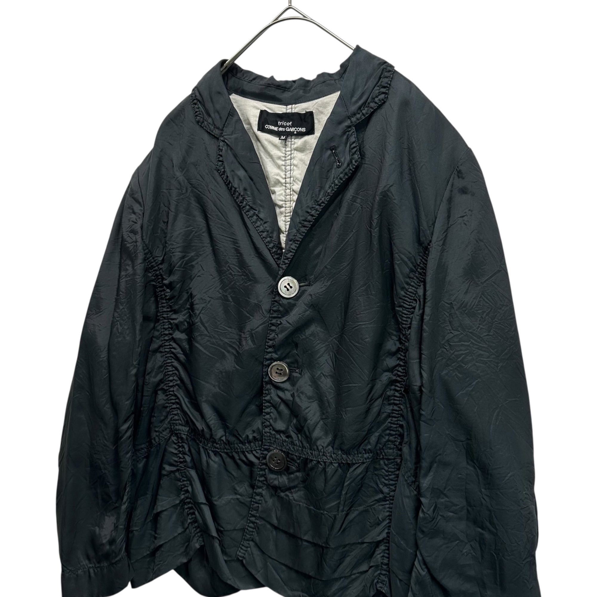 tricot COMME des GARCONS(トリココムデギャルソン) 07SS Product Washing Processing Large Button Cupra Jacket 製品洗い加工 デカボタン キュプラ ジャケット TS-J021 M ブラック AD2006