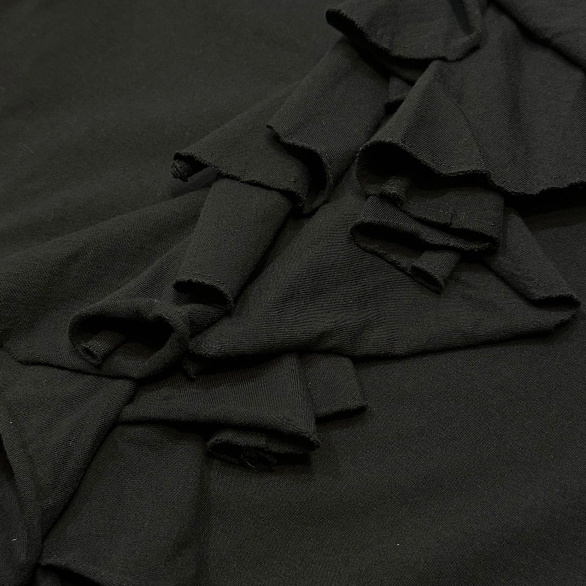 COMME des GARCONS HOMME PLUS(コムデギャルソンオムプリュス) 2020SS Center-Ruffle Crew-Neck T-Shirt センターフリル クルーネック Tシャツ PE-T017 M ブラック AD2019