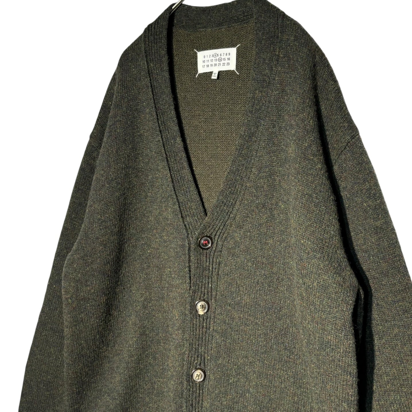 MAISON MARGIELA(メゾンマルジェラ) 22AW 5G Elbow Patch Knit Cardigan 5G エルボーパッチ ニット  カーディガン SI1GP0003 XS オリーブ オリーブ