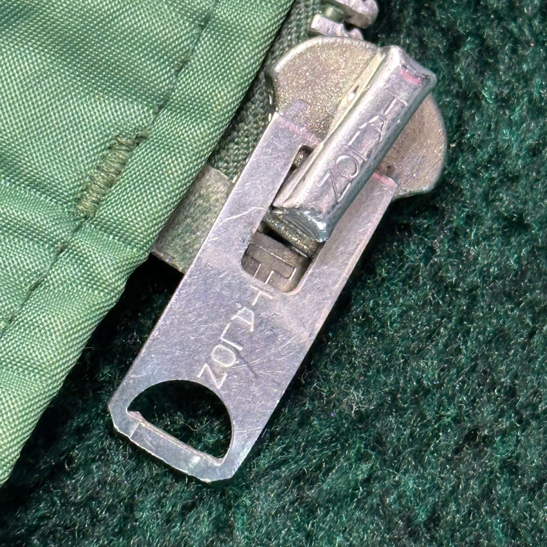 JC Penney(ジェーシーペニー) 70's Fleece-Lined Zip-Up Jacket 70年代 ヴィンテージ 内 ボア ジップアップ ジャケット  XL グリーン BOYS