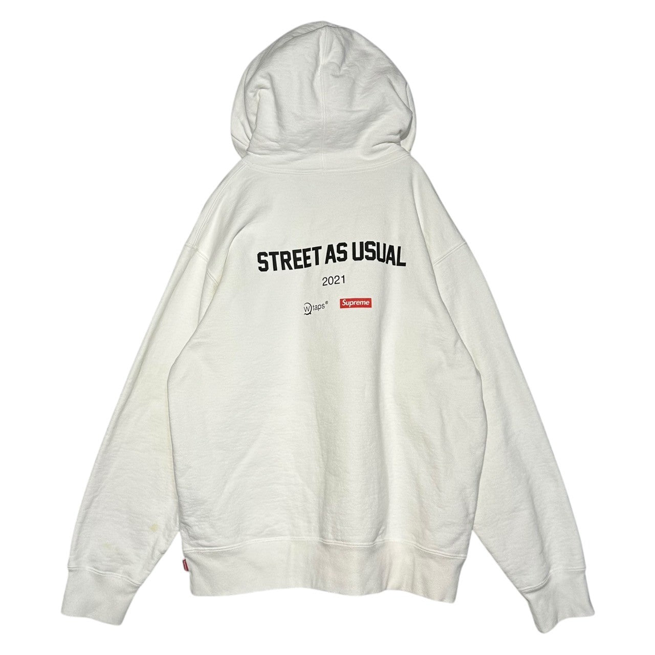 SUPREME×WTAPS(シュプリーム×ダブルタップス) 21AW Sic’em! Hooded Sweatshirt ロゴ プルオーバー フーディ M ホワイト パーカー コラボ