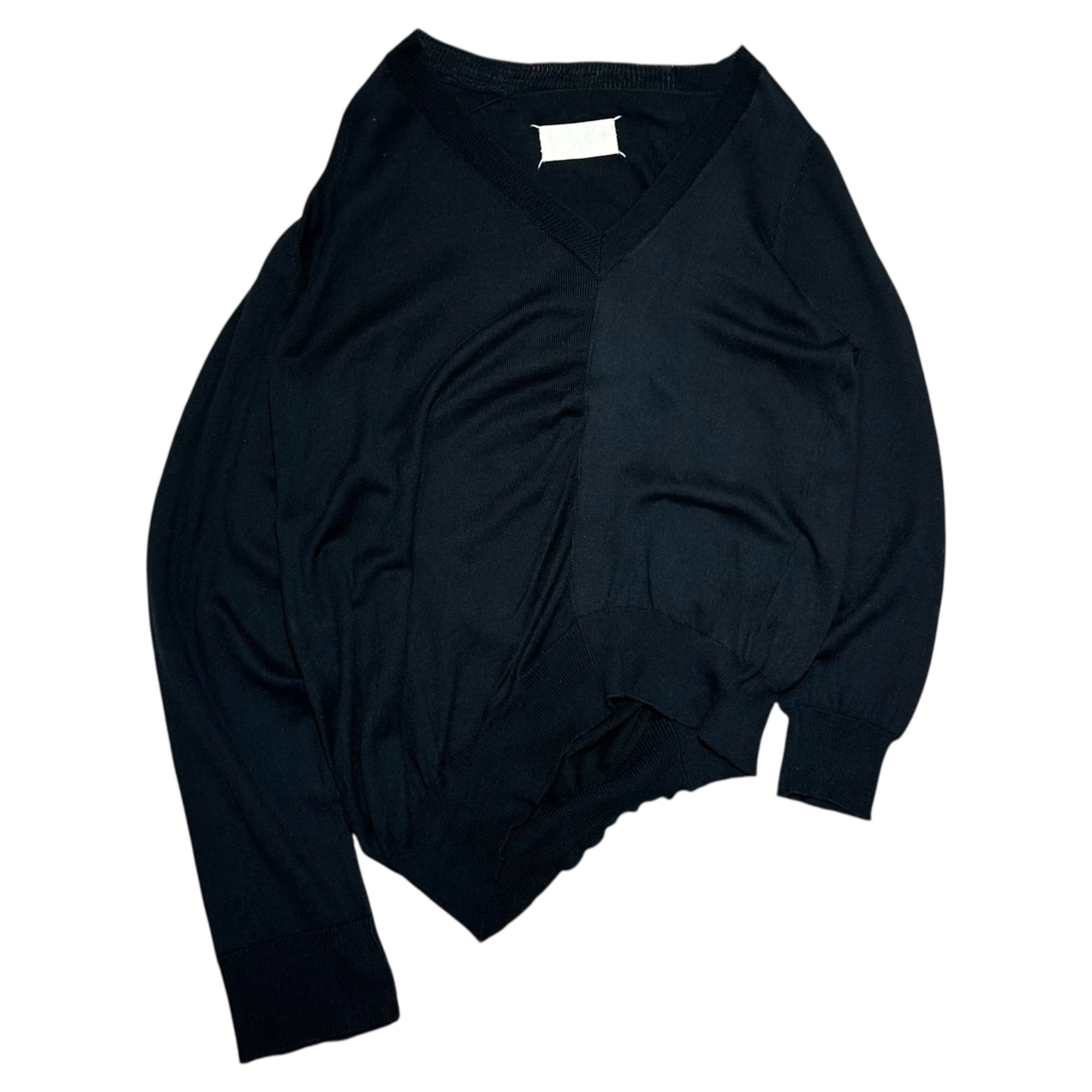 Maison Martin Margiela(メゾン マルタンマルジェラ) 05SS “Distorted” V-neck L/S knit 本人期 歪み Vネック コットン 長袖 ニット XL ネイビー 00’s アーカイブ