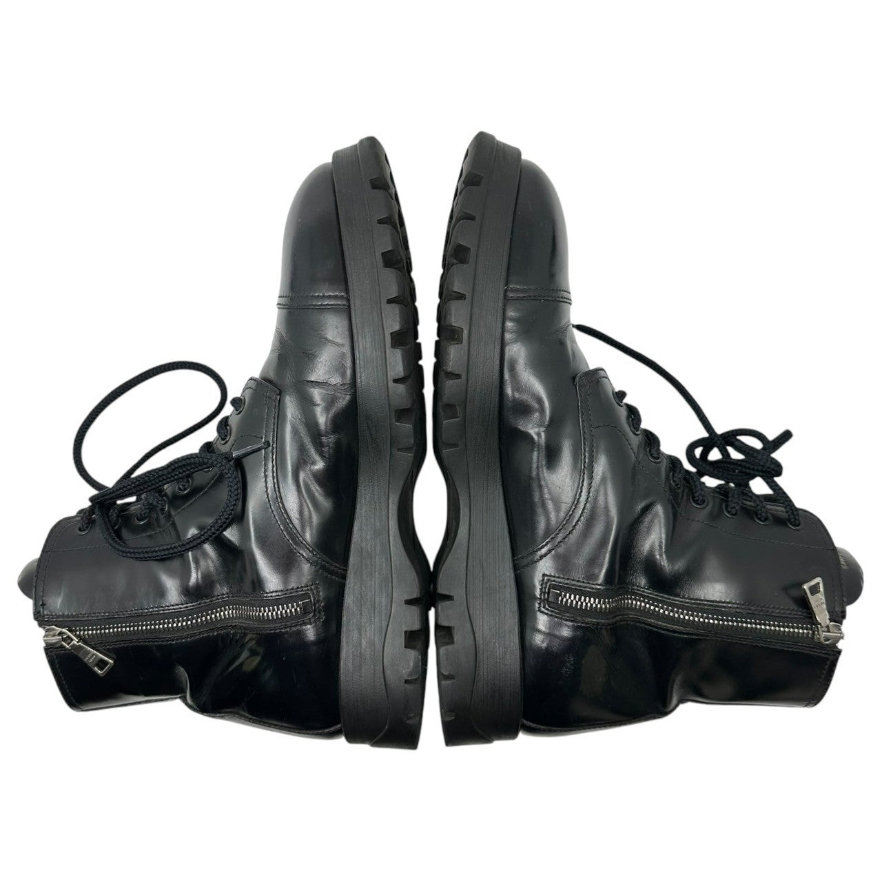 PRADA(プラダ) side-zip cap-toe combat boots サイドジップ キャップトゥ コンバット ブーツ 40 1/2(25.5~26.0cm程度) ブラック