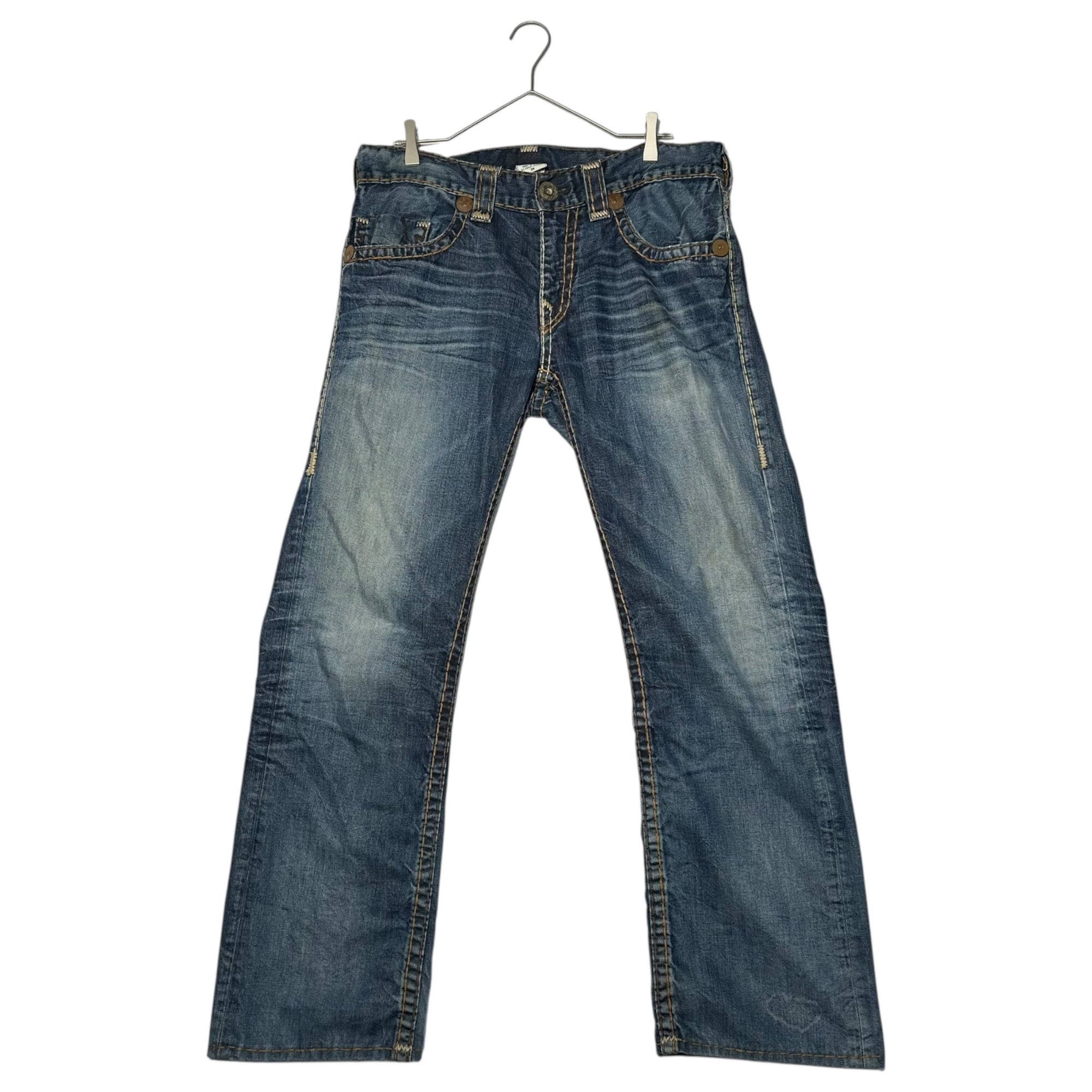 TRUE RELIGION(トゥルーレリジョン) 00's Vintage Straight Denim Pants ヴィンテージ加工 ストレート デニム パンツ 34 インディゴ Y2K