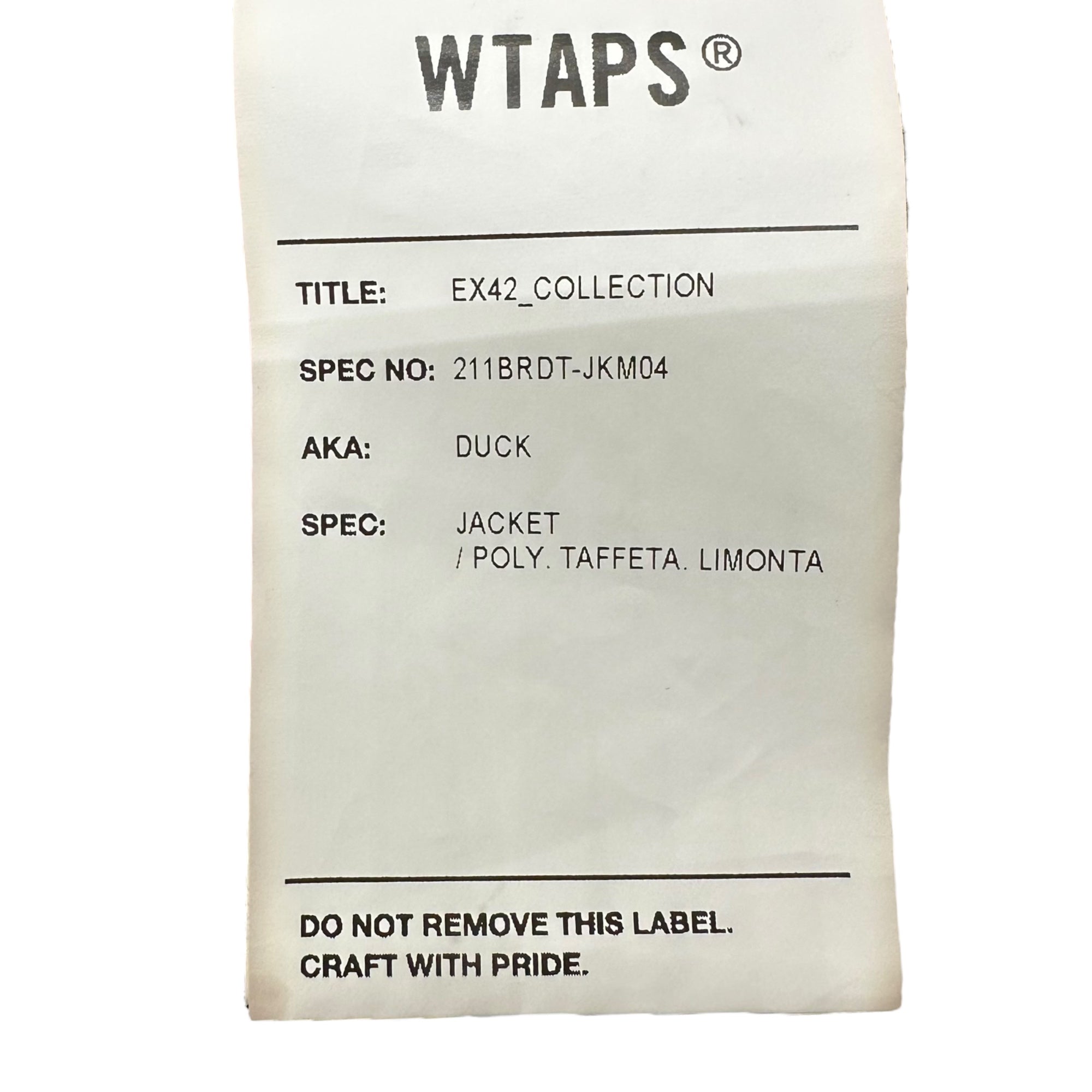 WTAPS(ダブルタップス) 21SS DUCK/JACKET/POLY.TAFFETA.LIMONTA ダック ジャケット ポリエステルタフタ リモンタ 211BRDT-JKM04 02 ブラック ハーフジップ ロゴ