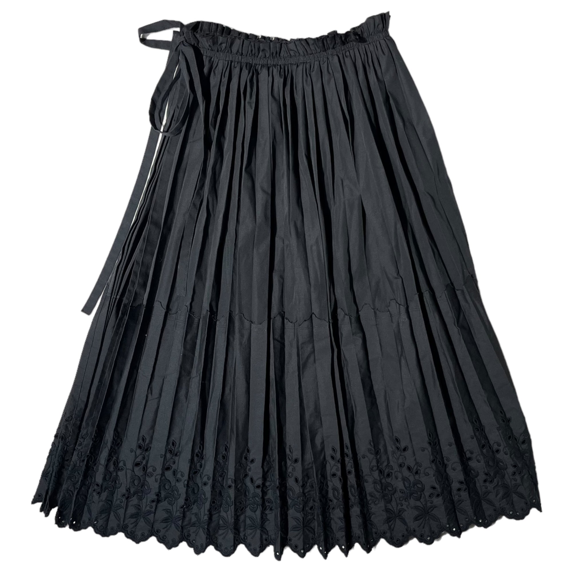 COMME des GARCONS(コムデギャルソン) 02SS Hem cutwork pleated long skirt 裾カットワーク プリーツ ロングスカート GE-S012 FREE ブラック AD2001