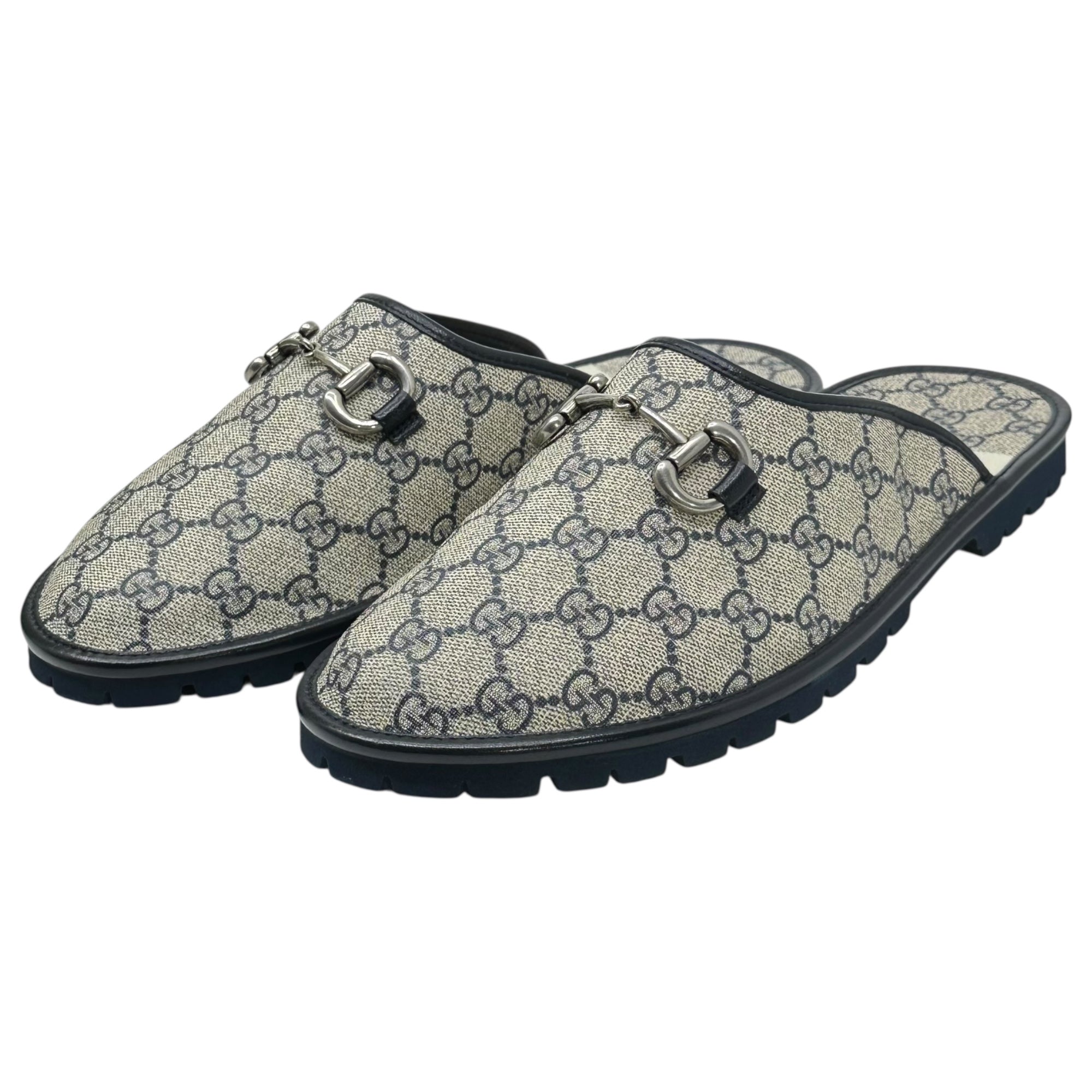 GUCCI(グッチ) Horsebit Sandal GG Supreme ホースビット サンダル GGスプリーム 694249 9(28.0cm程度) ベージュ×ネイビー
