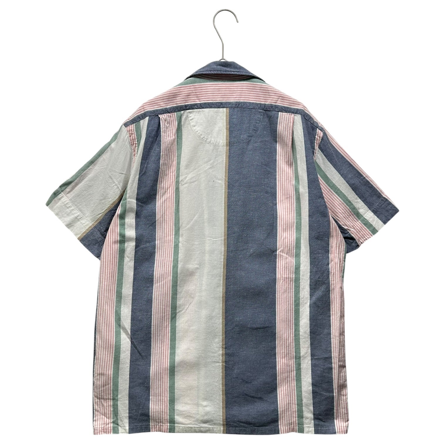 POLO RALPH LAUREN(ポロラルフローレン) Side Logo Stripe Open-Collar Shirt サイド ロゴ ストライプ オープンカラー シャツ 開襟 S ブルー×ピンク