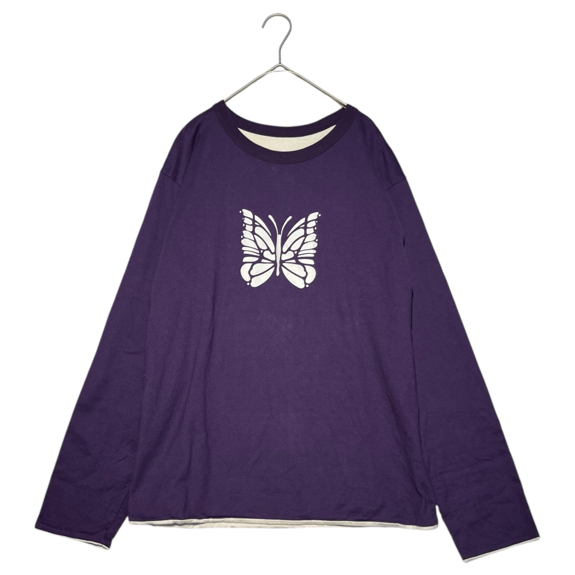 NEEDLES(ニードルズ) Papillon print reversible long sleeve T-shirt パピヨンプリント リバーシブル 長袖 Tシャツ LQ263 S パープル×ホワイト