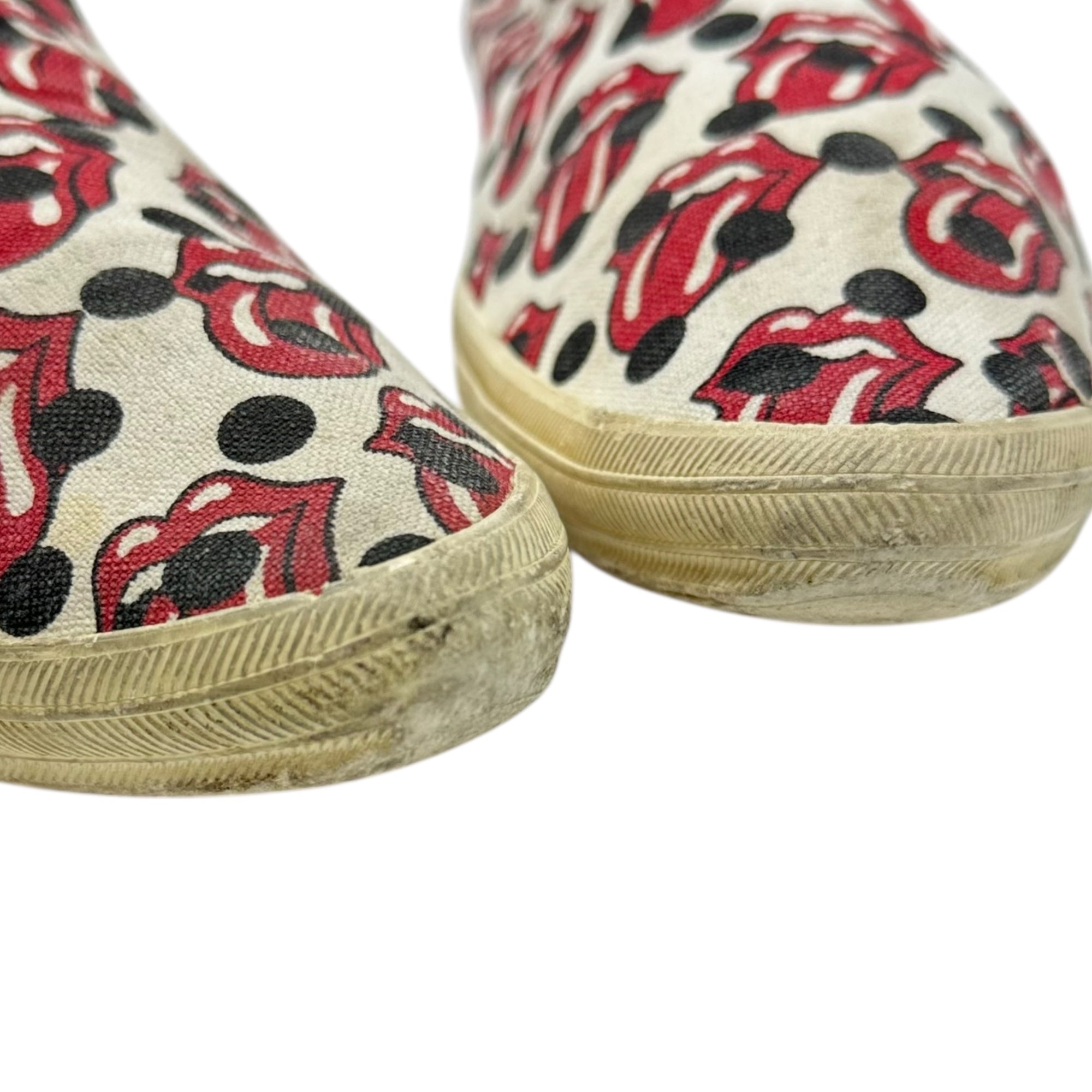 COMME des GARCONS HOMME PLUS(コムデギャルソンオムプリュス) 06SS Rolling Stones Lips & Tongue Print Slip-Ons ローリング ストーンズ リップ＆タン ドット プリント スリッポン JQ20A1 27.0cm アイボリー×レッド スニーカー コラボ