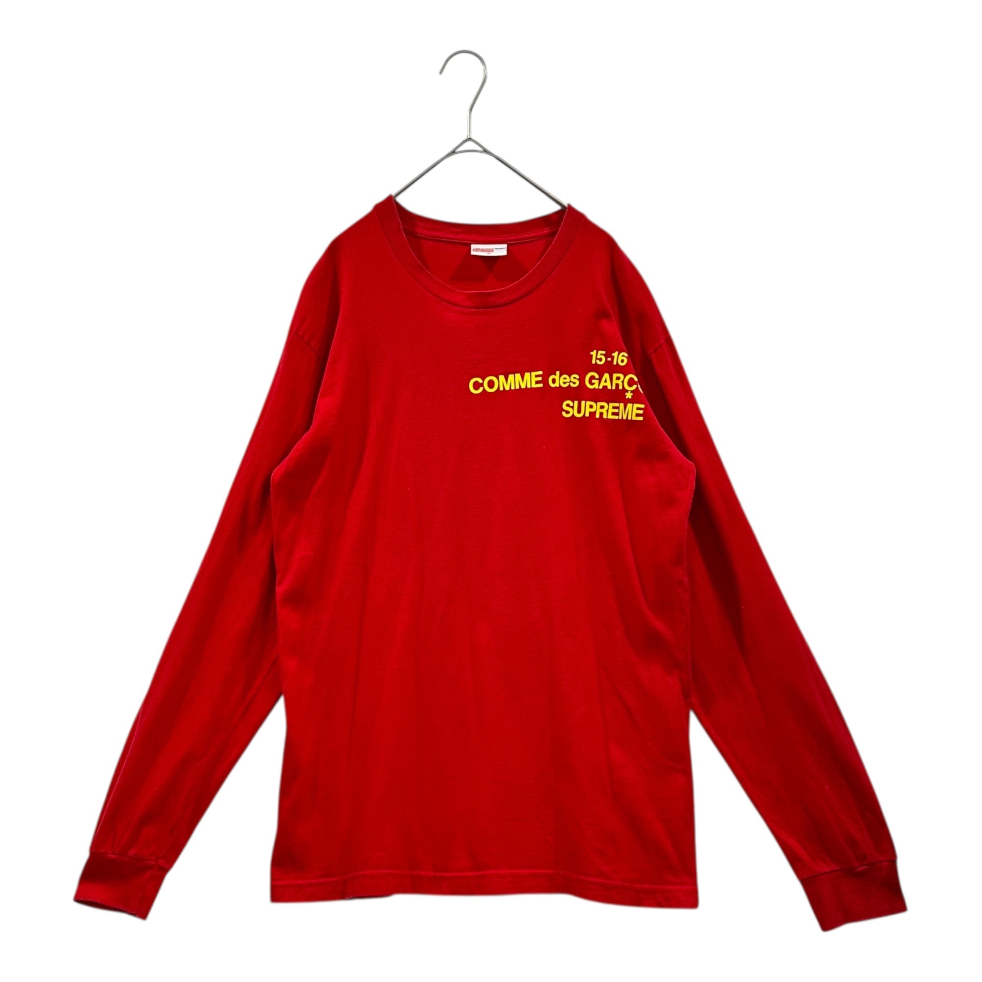 Supreme × COMME des GARCONS SHIRT(シュプリーム × コムデギャルソンシャツ) 15AW × COMME des GARCONS SHIRT Logo L/S Tee コムデギャルソンシャツ ロゴ 長袖 Tシャツ M レッド×イエロー