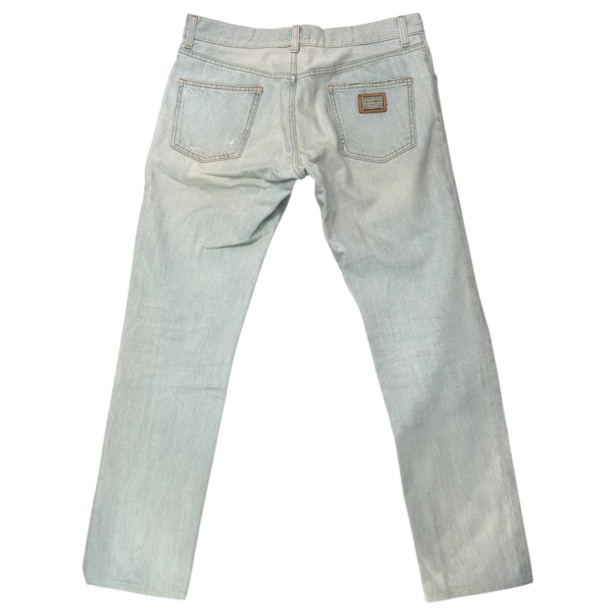 DOLCE&GABBANA(ドルチェ&ガッバーナドルガバ) Distressed Denim Pants ダメージ加工 デニム パンツ 48 ライトインディゴ