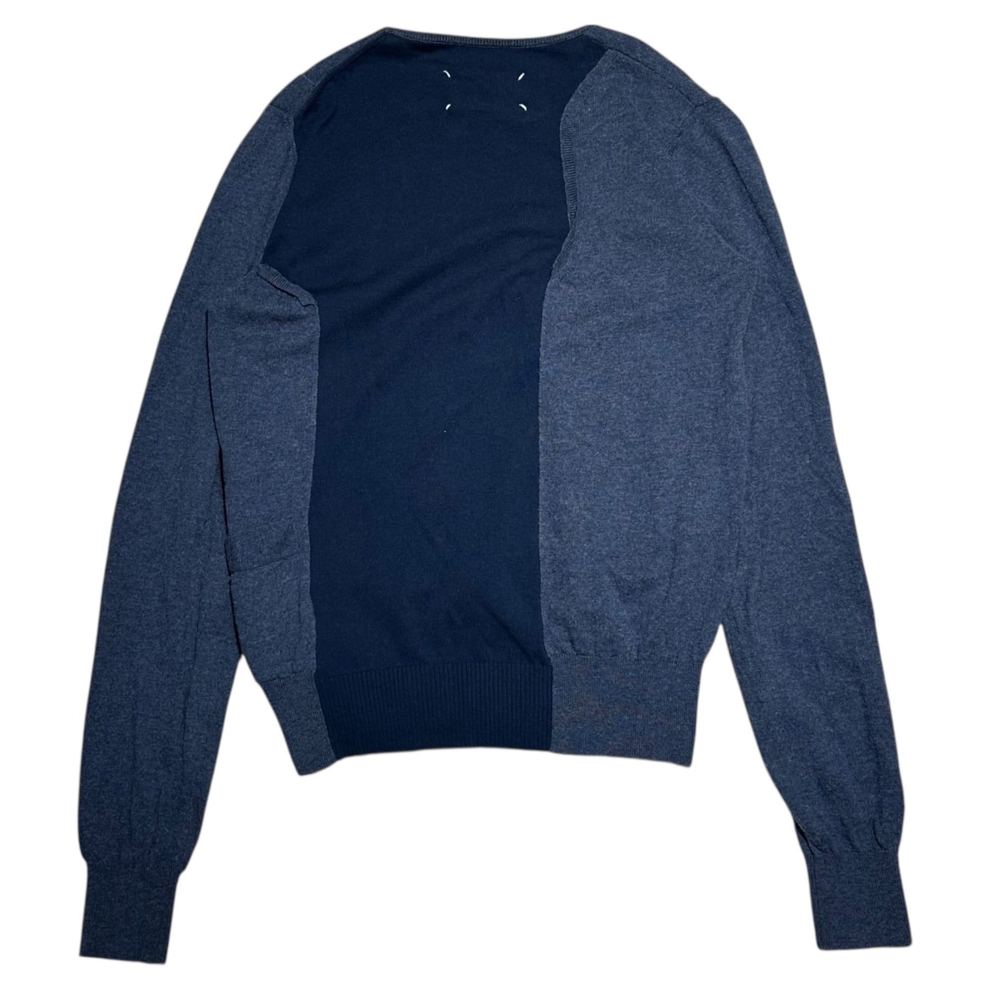 MAISON MARGIELA(メゾンマルジェラ) 17SS Reconstructed Asymmetrical C/W Knit 再構築 アシンメトリー コットン ウール ニット S50HA0689 S ネイビー