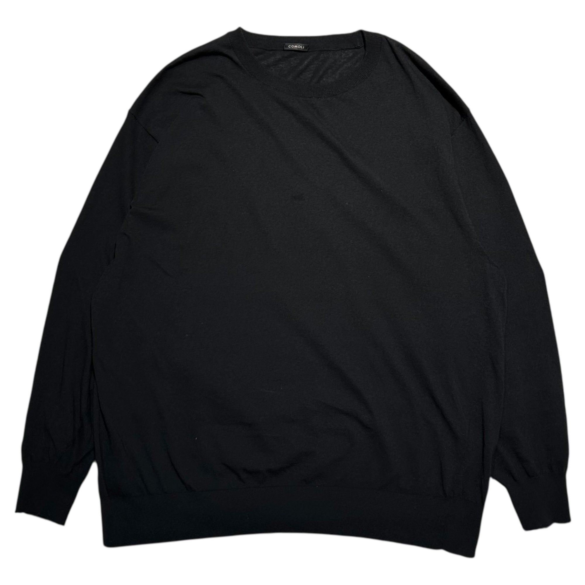 COMOLI 25SS コットンクルーネックニット ブラック
