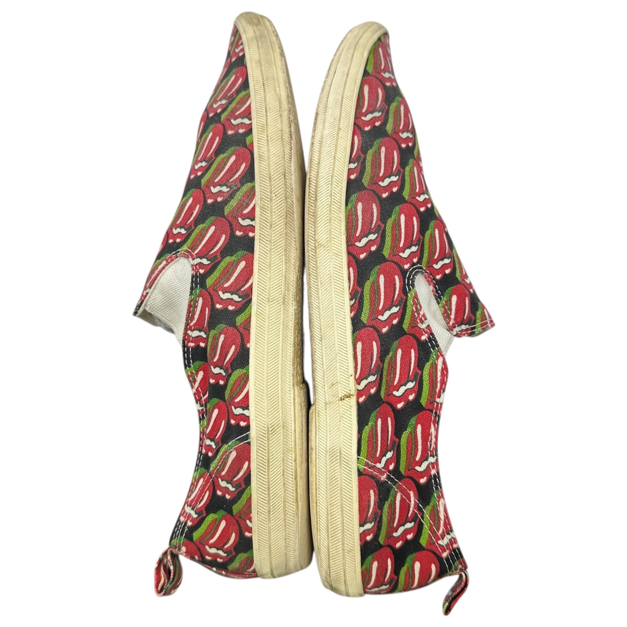 COMME des GARCONS HOMME PLUS(コムデギャルソンオムプリュス) 06SS Rolling Stones Lips & Tongue Print Slip-Ons ローリング ストーンズ リップ＆タン ドット プリント スリッポン JQ20A1 27.0cm アイボリー×レッド スニーカー コラボ