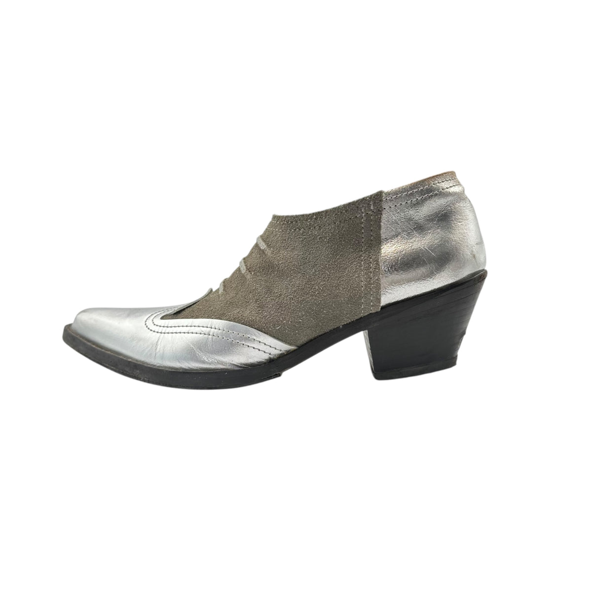 JUNYA WATANABE COMME des GARCONS(ジュンヤワタナベコムデギャルソン) Western Short Boots サイドジップ ウエスタン ショート ブーツ S(23.0cm程度) シルバー×グレー