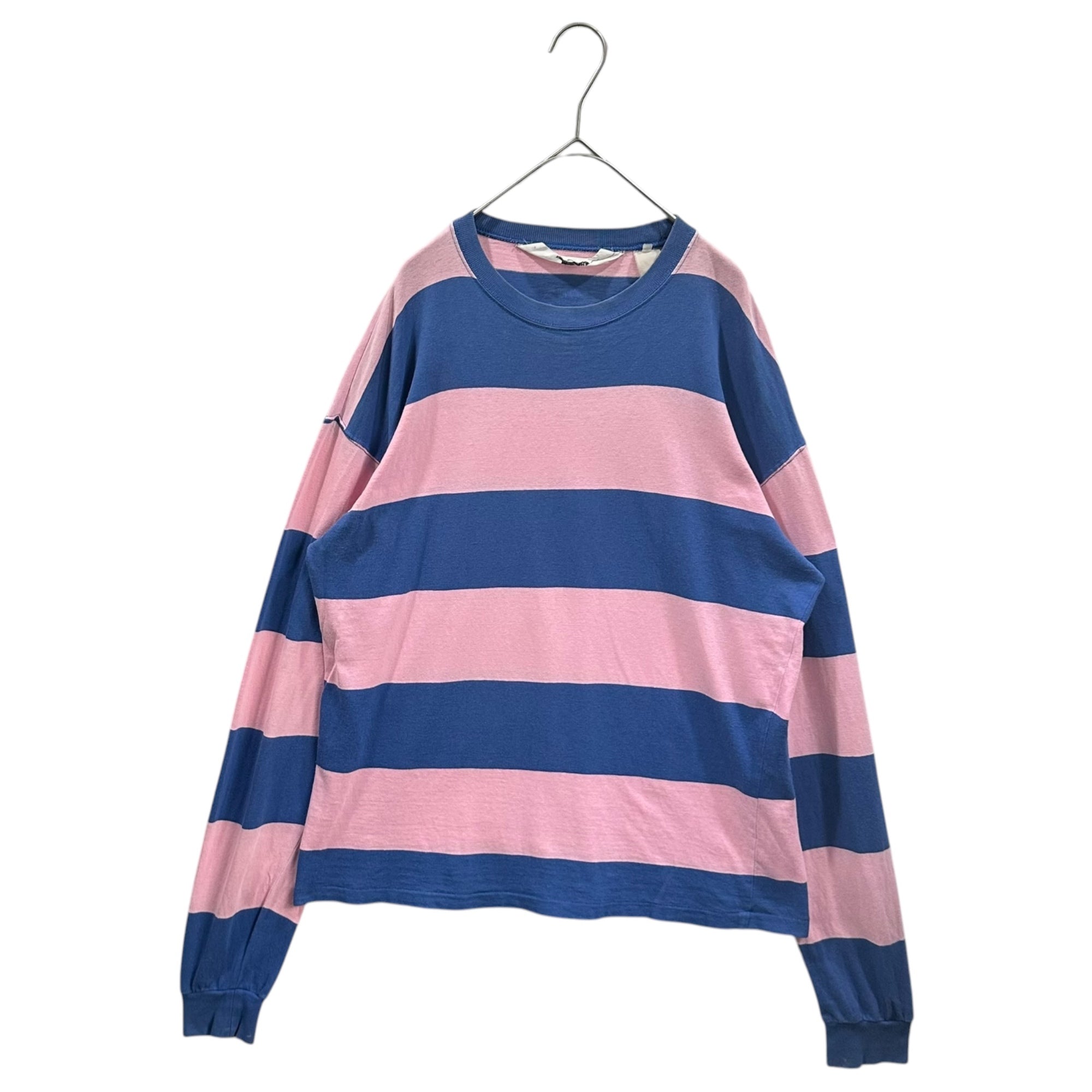 GOODENOUGH(グッドイナフ) 90's Glam G One-Point Logo Multi-Stripe L/S T-Shirt グラムG ワンポイント ロゴ マルチボーダー 長袖 Tシャツ 表記消(L程度) ブルー×ピンク