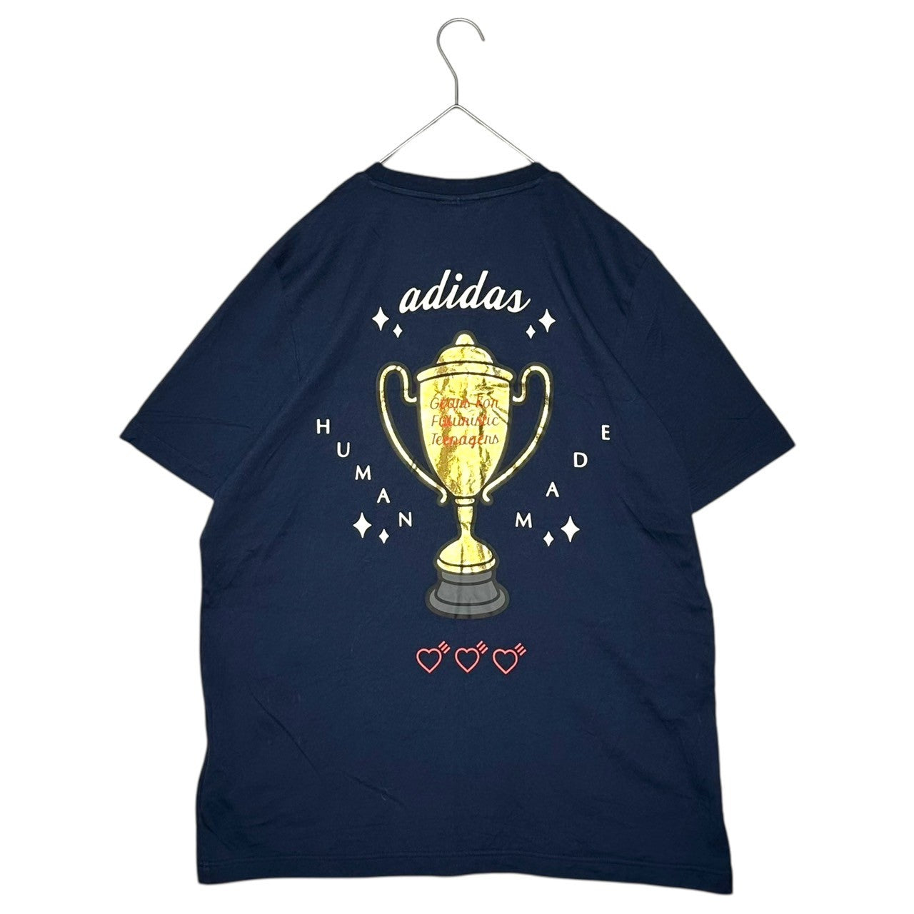 adidas×HUMAN MADE(アディダス×ヒューマンメイド) HM GRAPHIC TEE グラフィック Tシャツ GV4340 L ネイビー コラボ 半袖