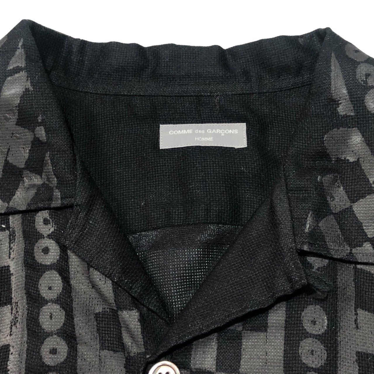 COMME des GARCONS HOMME(コムデギャルソンオム) 01SS open collar mesh print shirt -オープンカラーメッシュプリントシャツ HB-100340 ブラック AD2000 田中オム