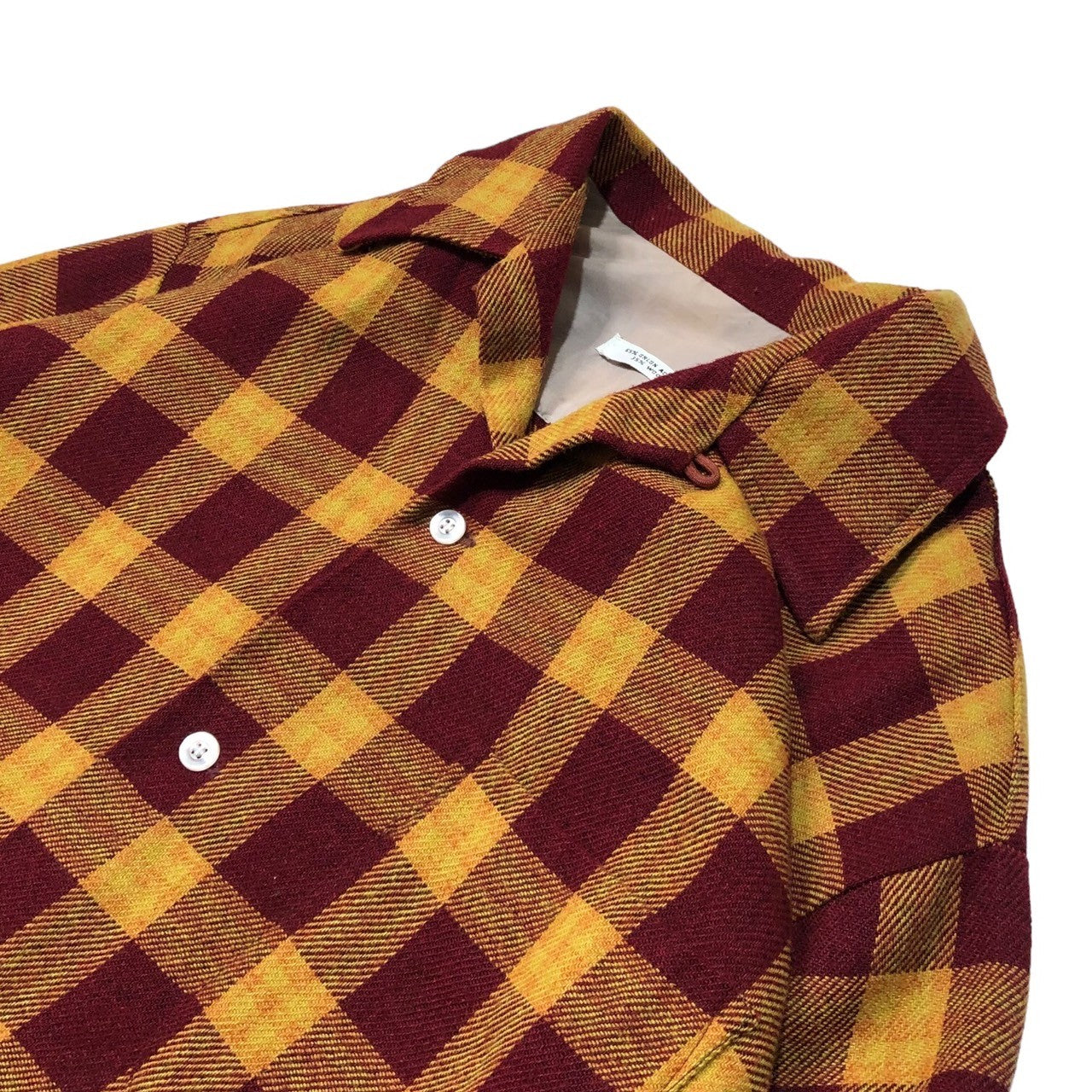 beaver shirt company(ビーバーシャツカンパニー) 80's ~ 90's Wool blend open collar shirt ウールブレンド オープンカラー シャツ ヴィンテージ M レッド×オレンジ 推定80年代~90年代