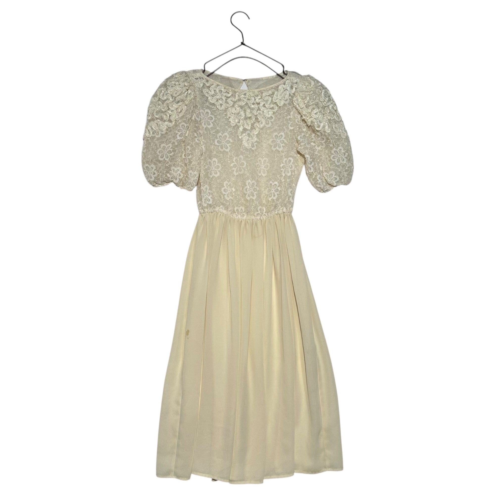 VINTAGE(ヴィンテージ) 80~90's Puff sleeve lace docking dress パフスリーブレースドッキングワンピース アイボリー EURO VINTAGE