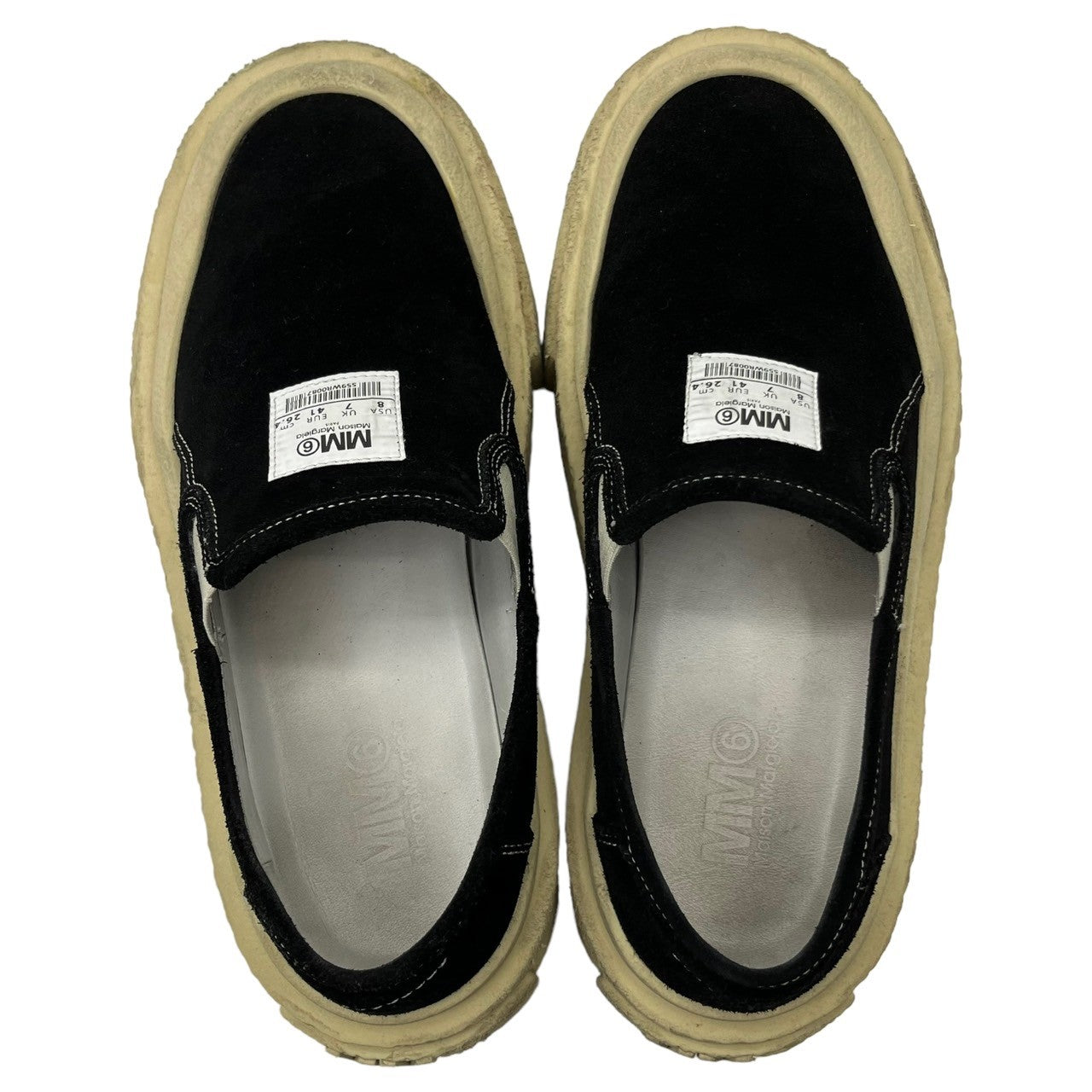 MM6 Maison Margiela(エムエムシックス) Thick sole suede leather slip-ons 厚底 ソール スウェード レザー スリッポン S59WR0087 41(26.5~27cm程度) ブラック×アイボリー スニーカー