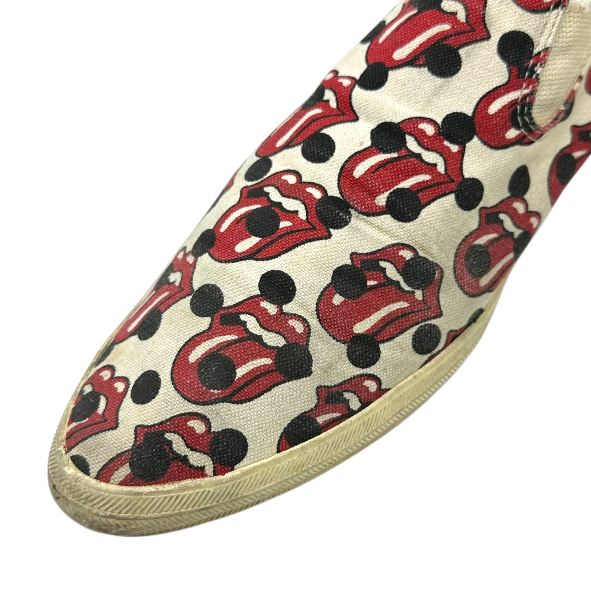 COMME des GARCONS HOMME PLUS(コムデギャルソンオムプリュス) 06SS Rolling Stones Lips & Tongue Print Slip-Ons ローリング ストーンズ リップ＆タン ドット プリント スリッポン JQ20A1 27.0cm アイボリー×レッド スニーカー コラボ