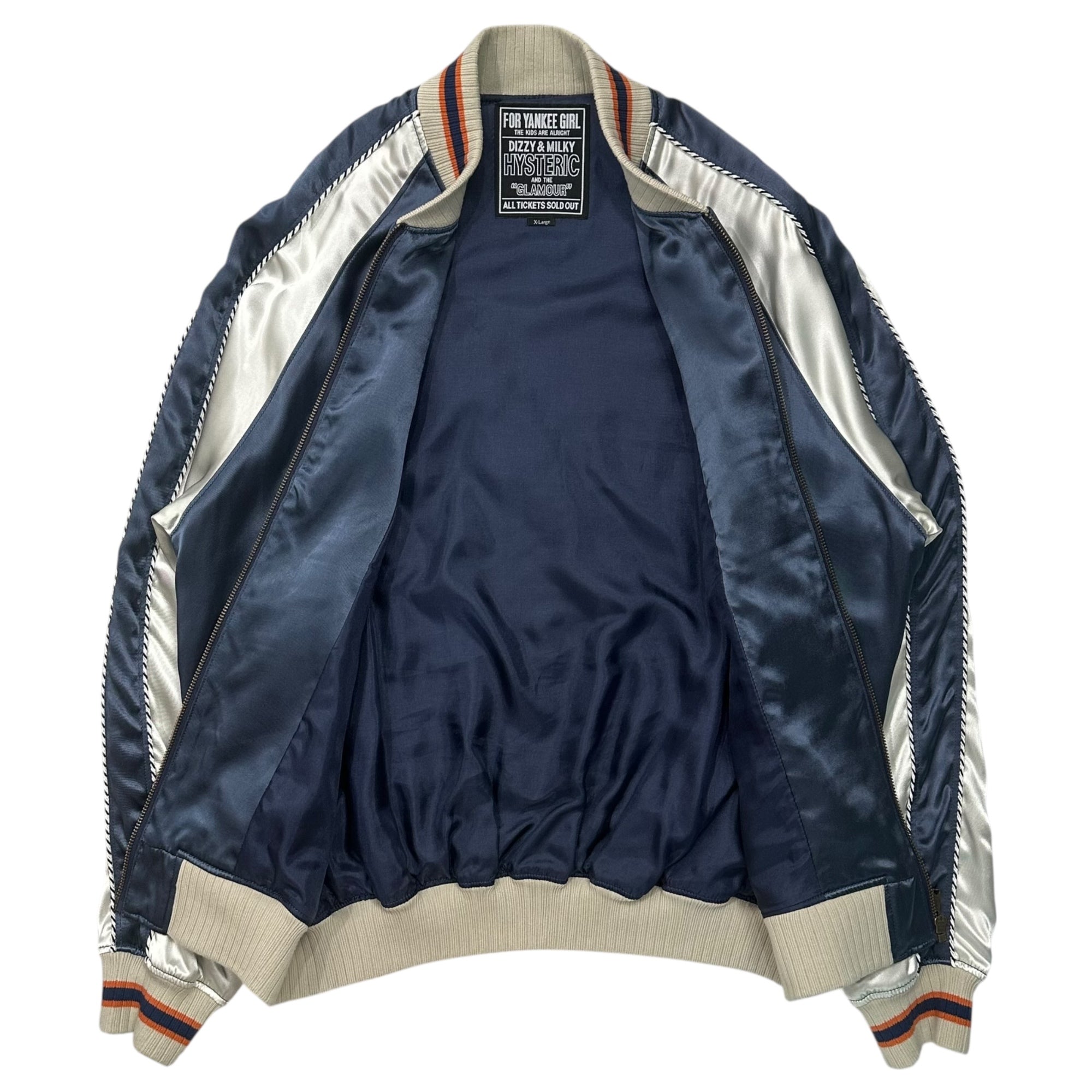 HYSTERIC GLAMOUR(ヒステリックグラマー) 25SS ”FLAMING YOUTH” Souvenir Jacket 刺繍 スカジャン 02251AB03 XL ネイビー×シルバー ジャケット