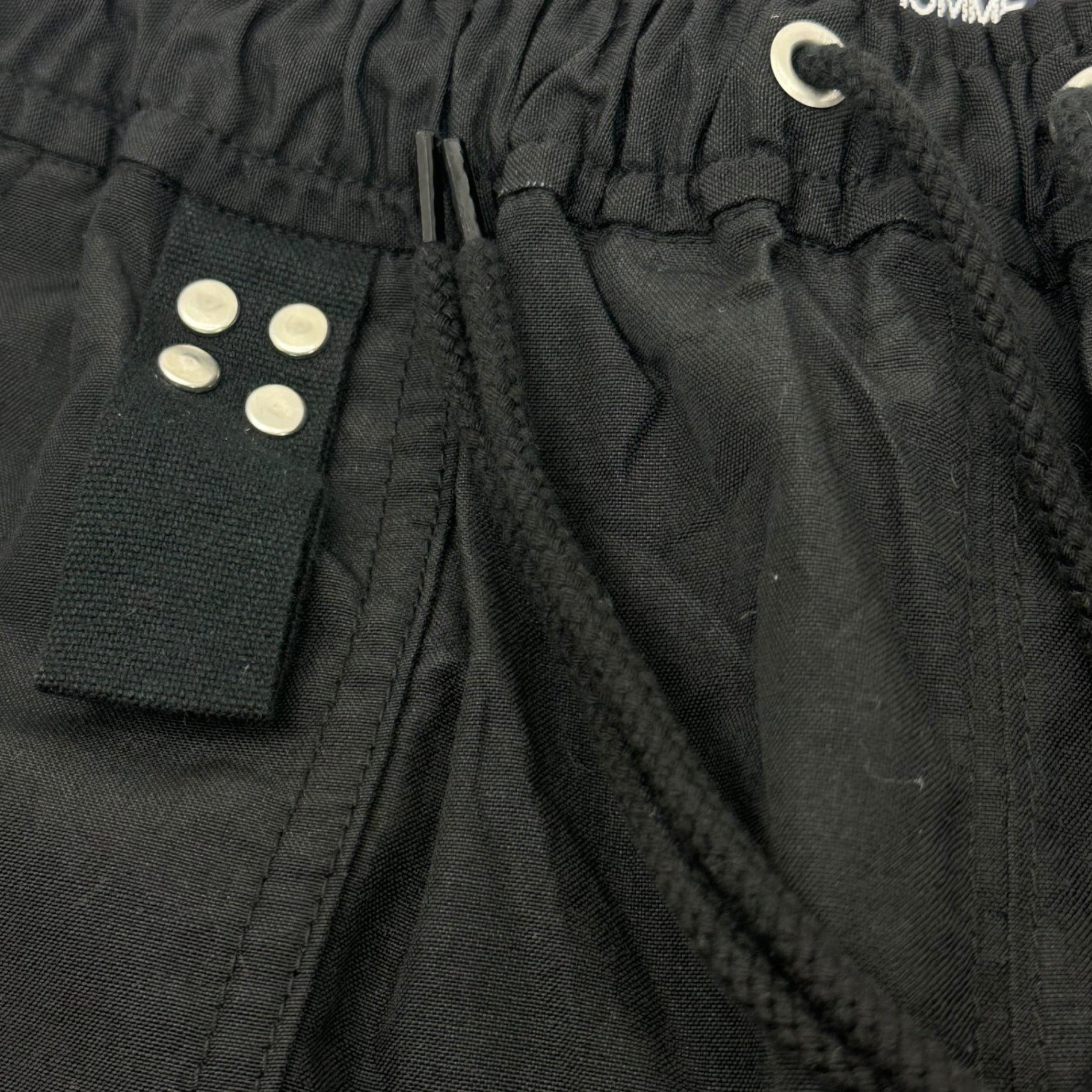COMME des GARCONS HOMME(コムデギャルソンオム) 25SS Wool Linen side button Baker Trousers Pants ウール リネン サイドボタン ベイカー トラウザー パンツ HO-P009 M ブラック AD2024