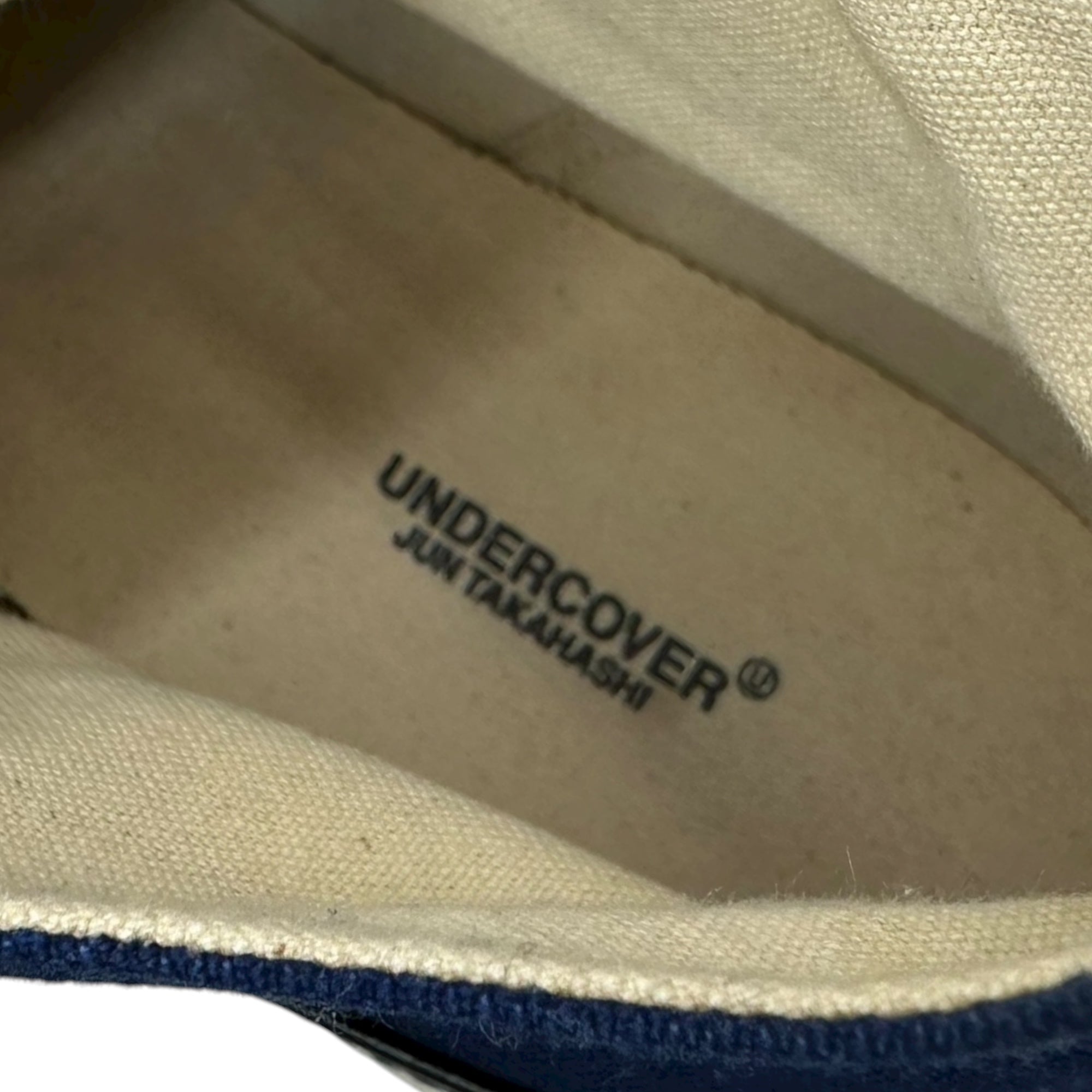 UNDERCOVER(アンダーカバー) 16SS High-top canvas sneakers レザー 切替 ハイカット キャンバス スニーカー UCQ4F03-1 L(27cm~27.5cm) ネイビー