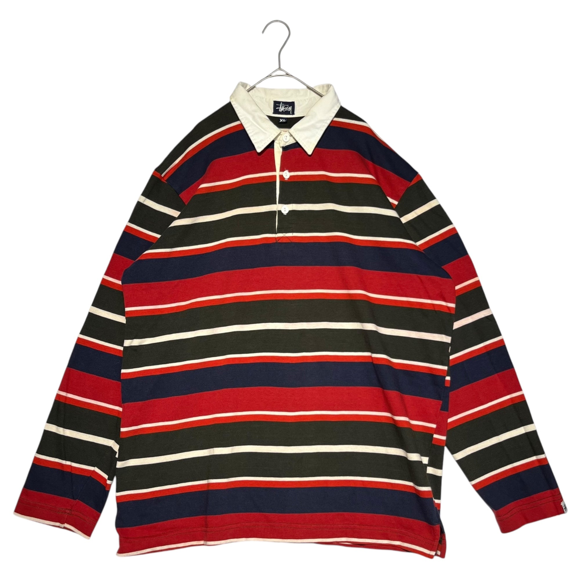 STUSSY(ステューシー) 90's～00's Multicolor striped rugby shirt マルチカラー ボーダー ラガー シャツ XL マルカラー USA製