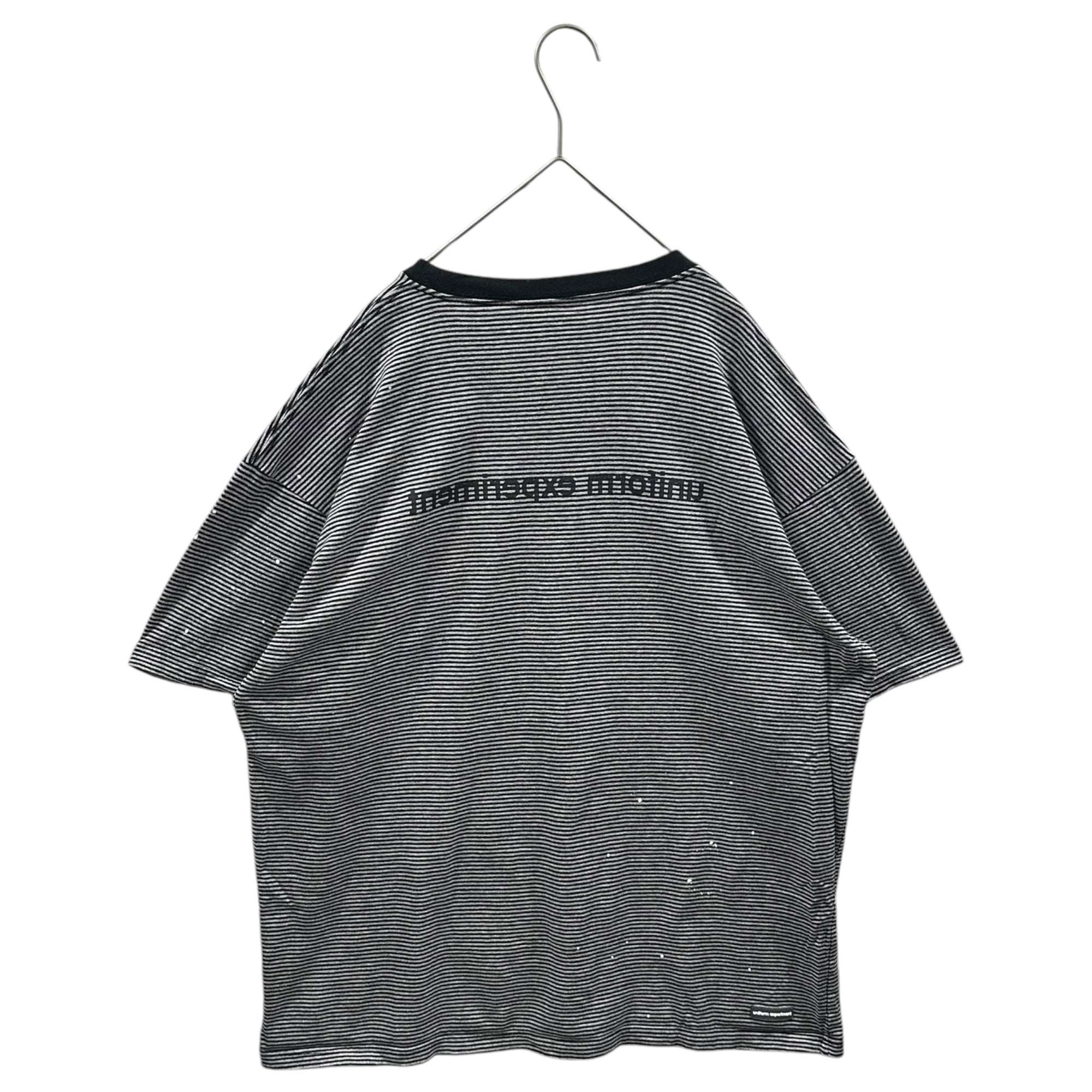 uniform experiment(ユニフォームエクスペリメント) Striped Pocket T-shirt ペンキ ボーダー ポケット Tシャツ UE-210063 4 ブラック×グレー