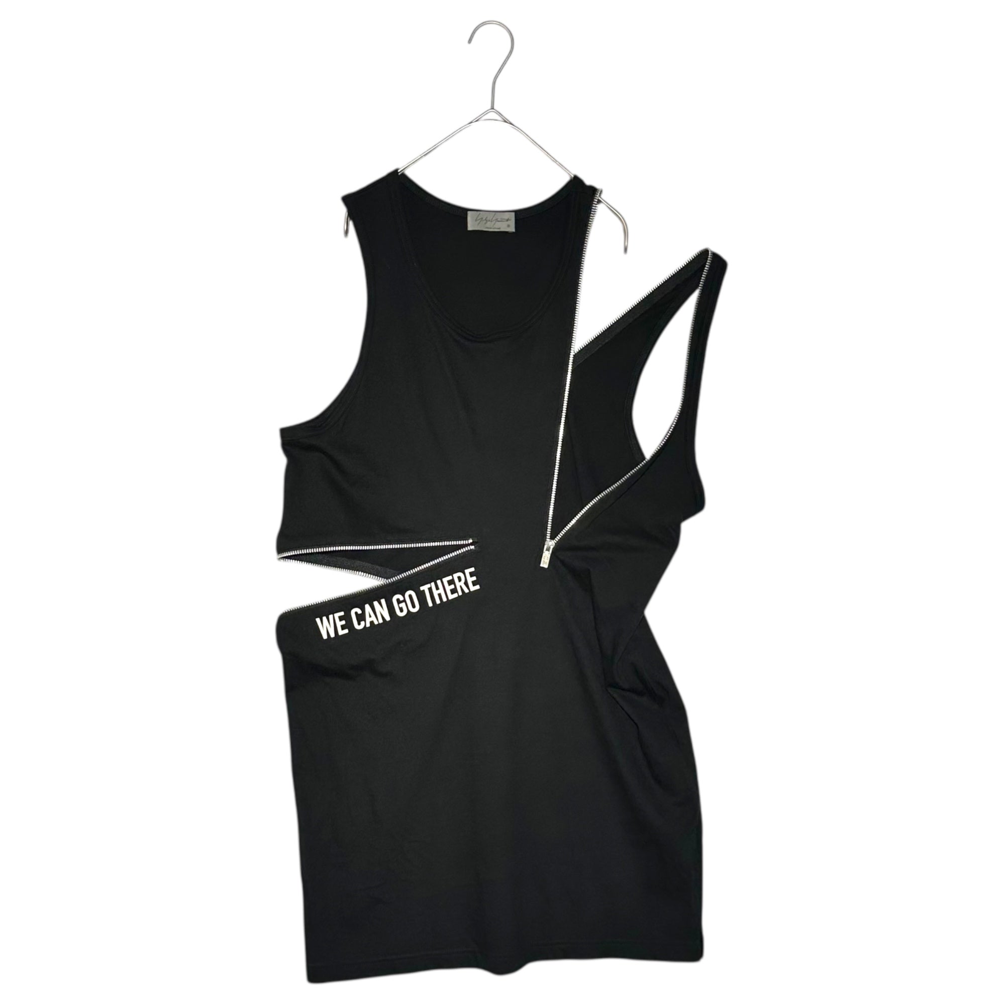 YOHJI YAMAMOTO POUR HOMME(ヨウジヤマモトプールオム) 21AW WE CAN GO THERE Printed Zip Design Sleeveless Cut-and-Sew Tank Top プリント ジップ デザイン ノースリーブ カットソー タンクトップ　 HX-T31-004 3(L程度) ブラック