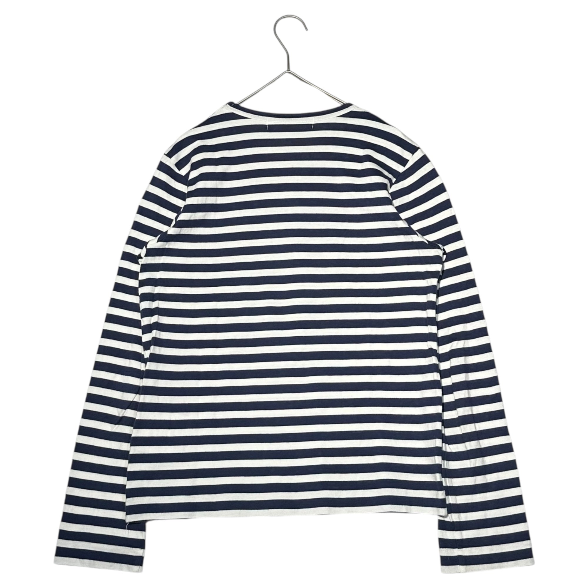 PLAY COMME des GARCONS(プレイコムデギャルソン) Border Heart Logo Patch L/S T-Shirt ボーダー ハート ロゴ  ワッペン 長袖 Tシャツ AZ-T009 M ネイビー×ホワイト AD2008