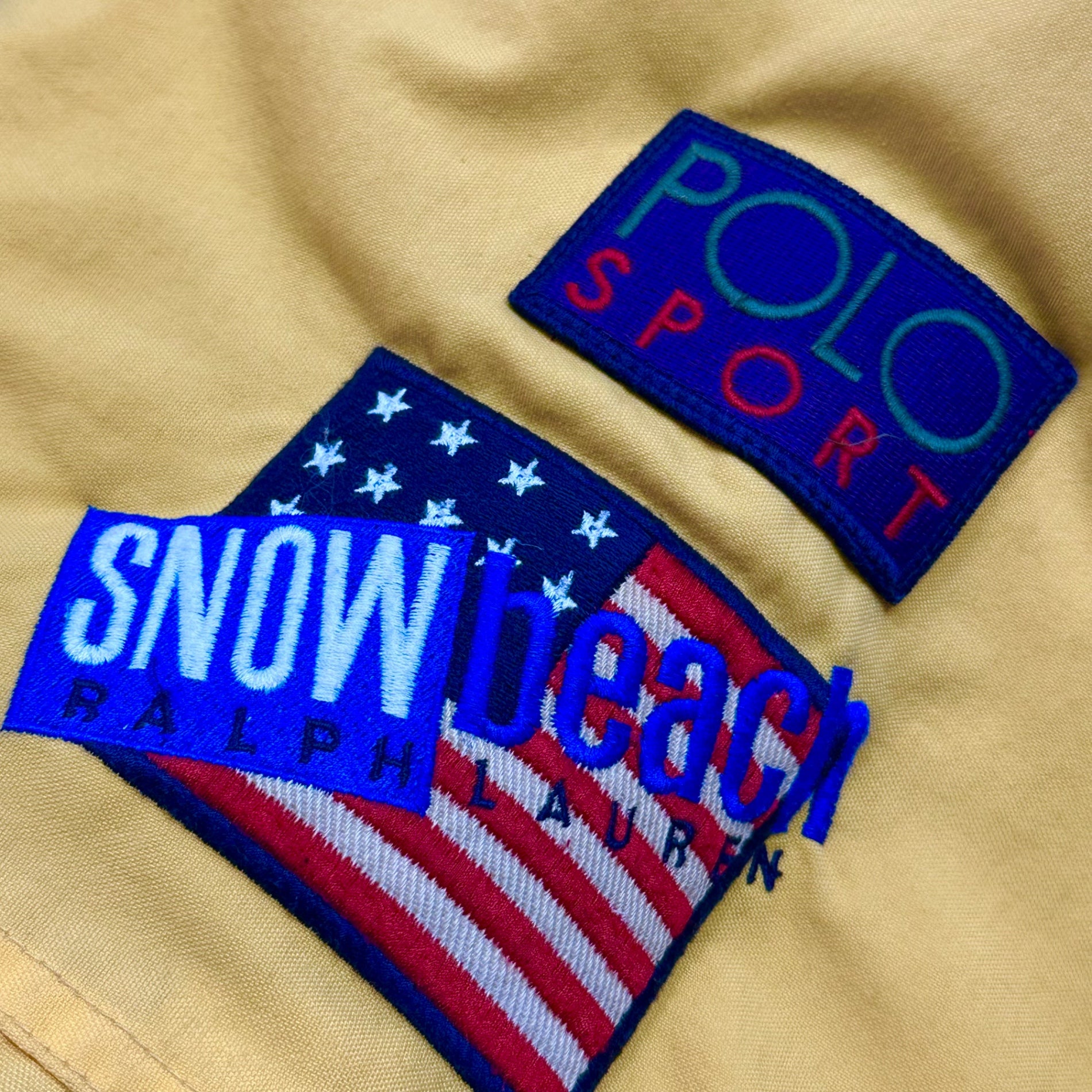 POLO RALPH LAUREN(ポロラルフローレン) 90's original "snow beach" Anorak jacket オリジナル スノー ビーチ アノラック ジャケット  L イエロー×レッド 1993 90年代 ヴィンテージ 稀少品