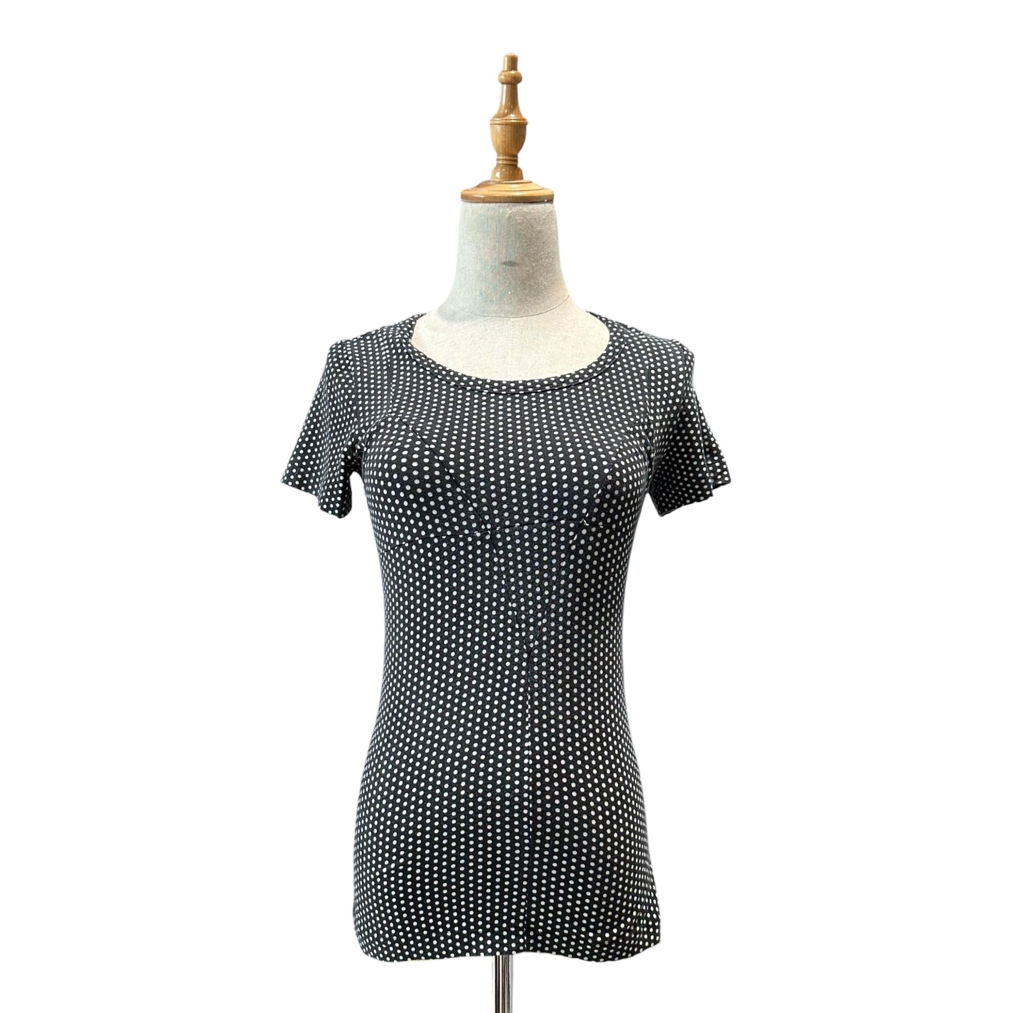COMME des GARCONS JUNYA WATANABE(コムデギャルソンジュンヤワタナベ)  Short sleeve dot top 半袖 ドット カットソー ブラック×ホワイト 品質表示タグ切取