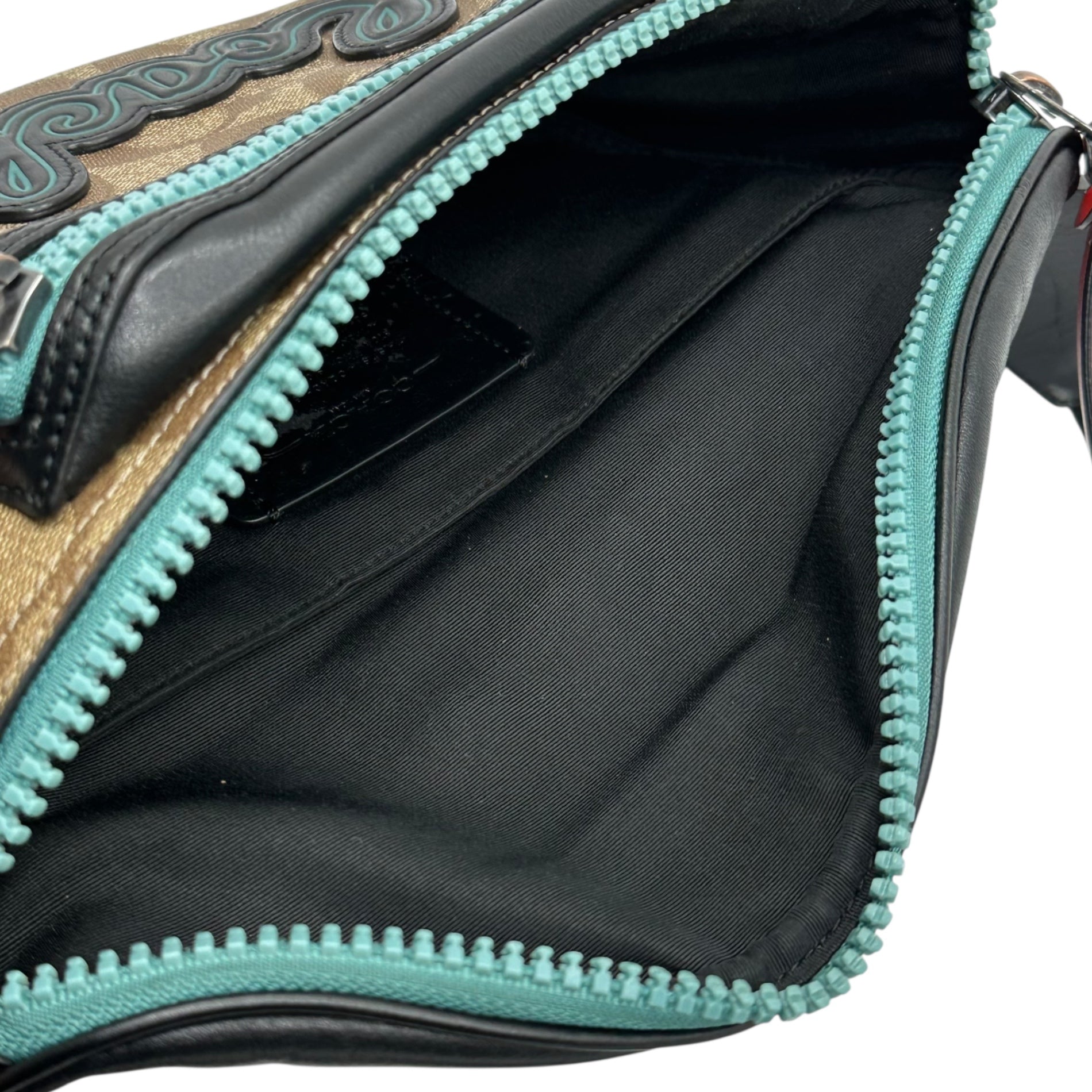 COACH(コーチ) Logo Patch Signature Body Bag ロゴ ワッペン シグネチャー ボディバッグ F72931 ベージュ×ブラック ウエスト ポーチ ショルダー バッグ 斜め掛け