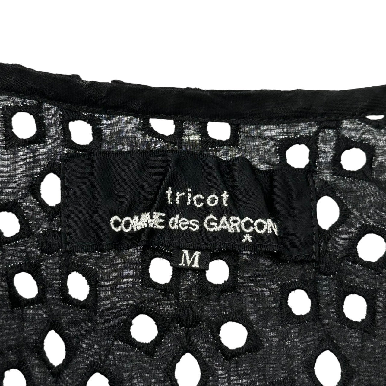 tricot COMME des GARCONS(トリココムデギャルソン) 07AW Cutwork Sleeveless Blouse カットワーク ノースリーブ ブラウス TT-B004 M ブラック AD2007